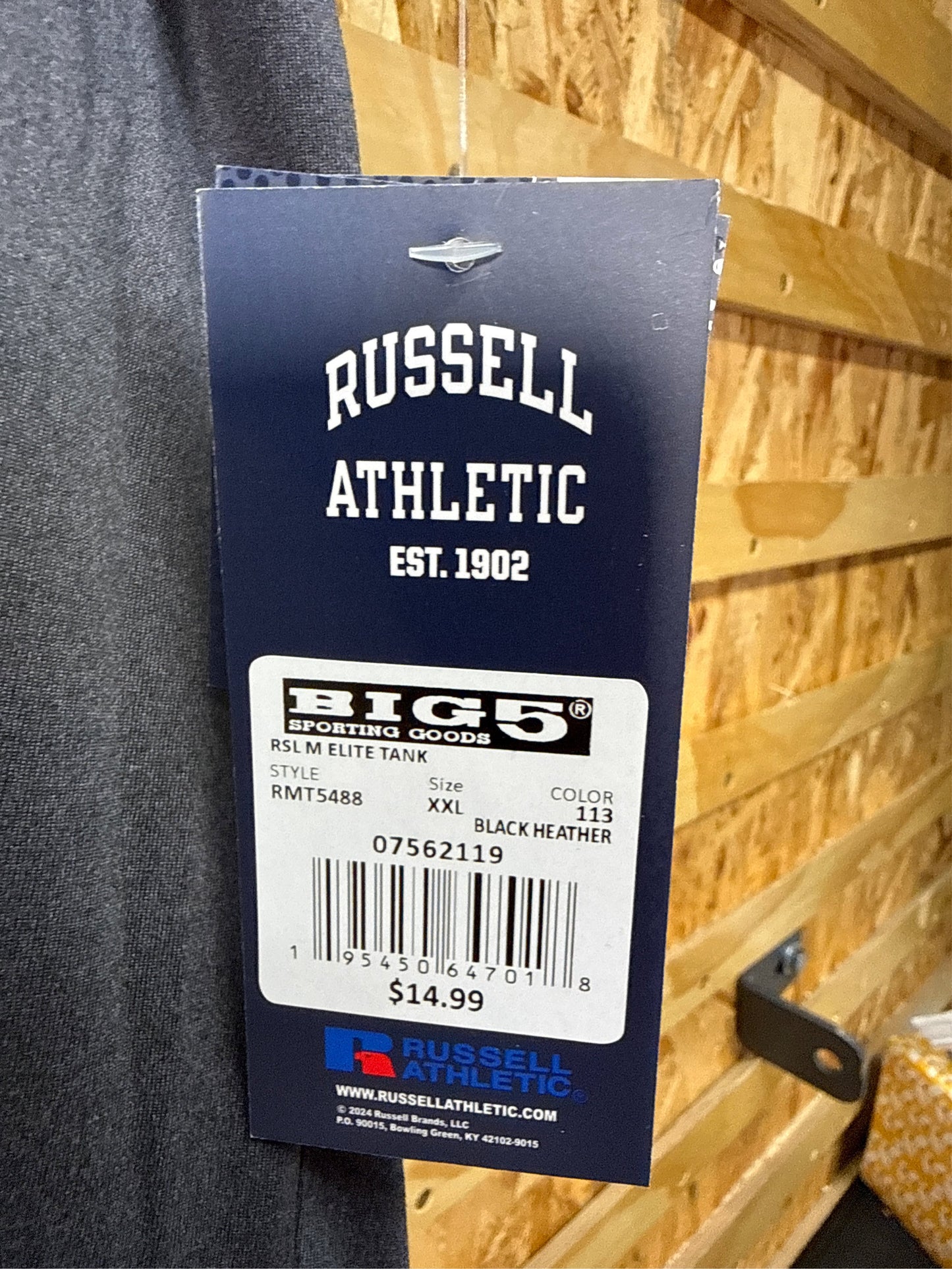 Russell Athletic Men's Elite Sleeveless Tank Top, Black Heather - 2XL