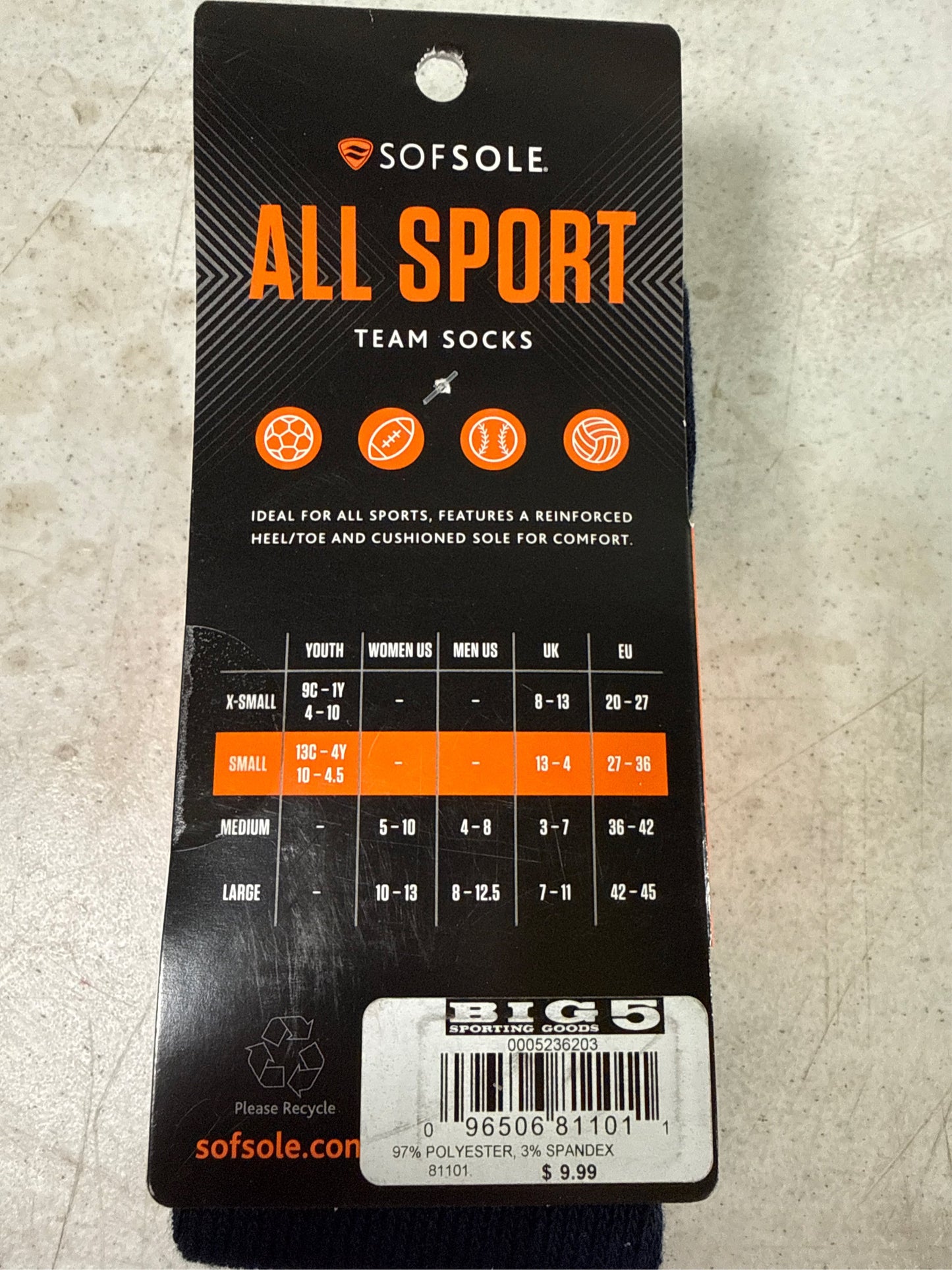 Sof Sole Youth All-Sport Team Socks - 2 Pack, Navy Blue, Size S