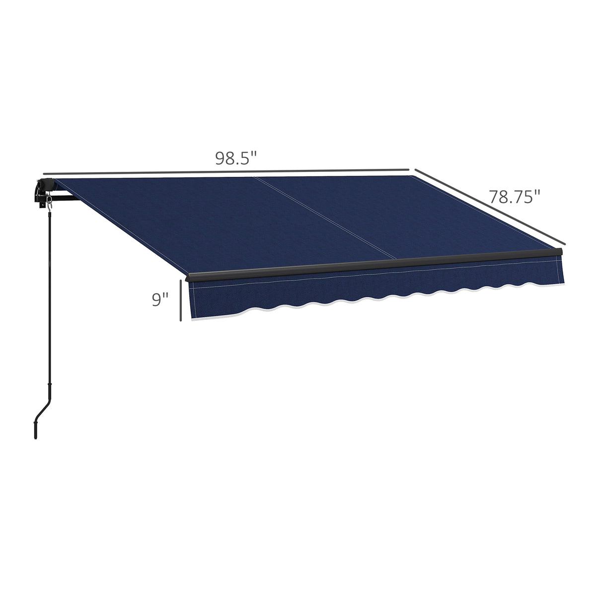 Outsunny 8' x 6.5' Manual Retractable Awning - 280gsm Blue UV Resistant Sunshade