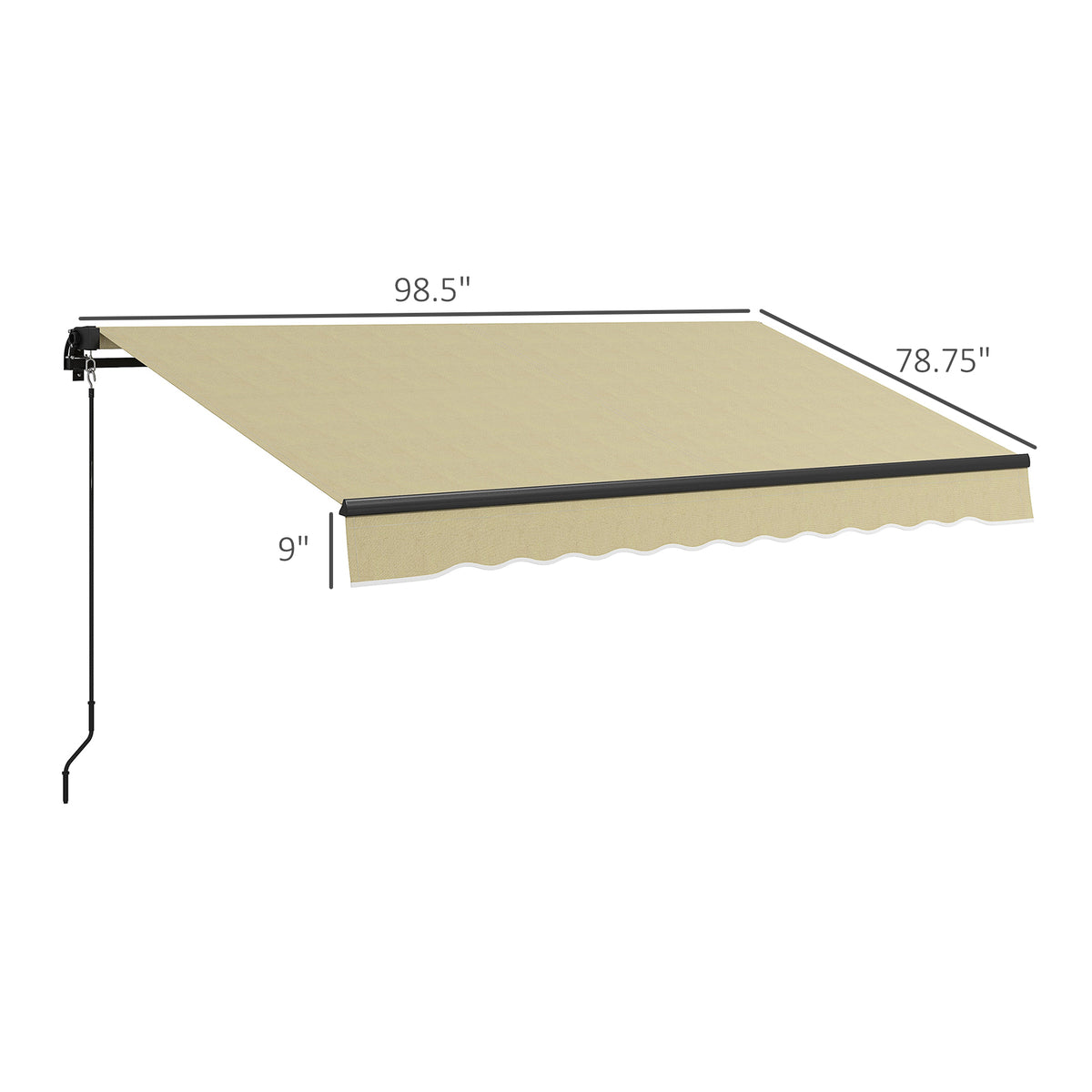 Outsunny Retractable Manual Patio Awning - 280gsm UV-Resistant Sunshade