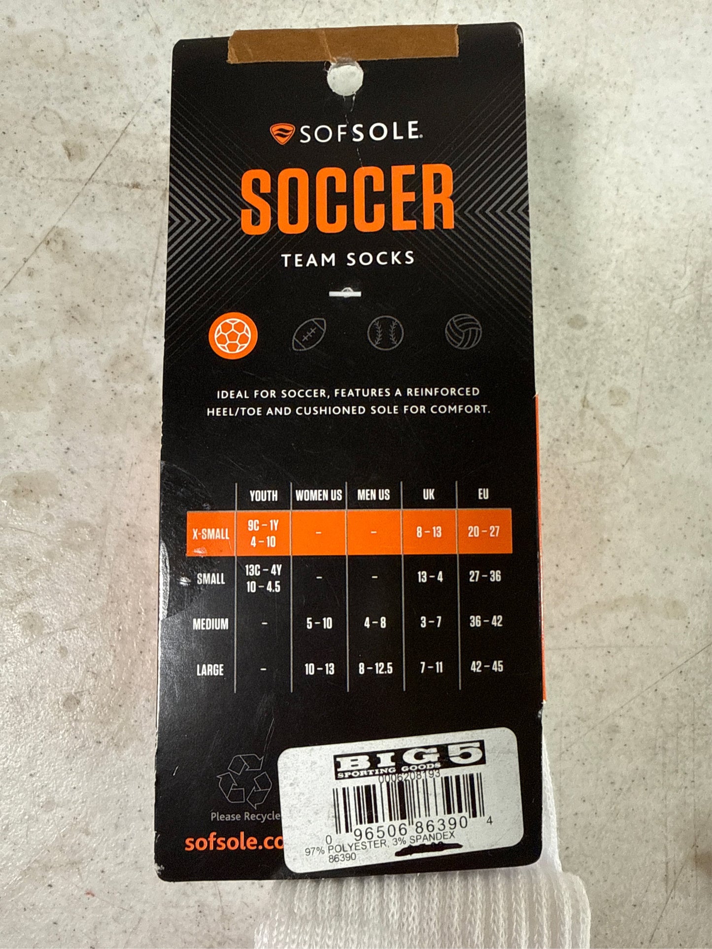 Sof Sole Youth Over-the-Calf Soccer Socks, White, 2-Pack
