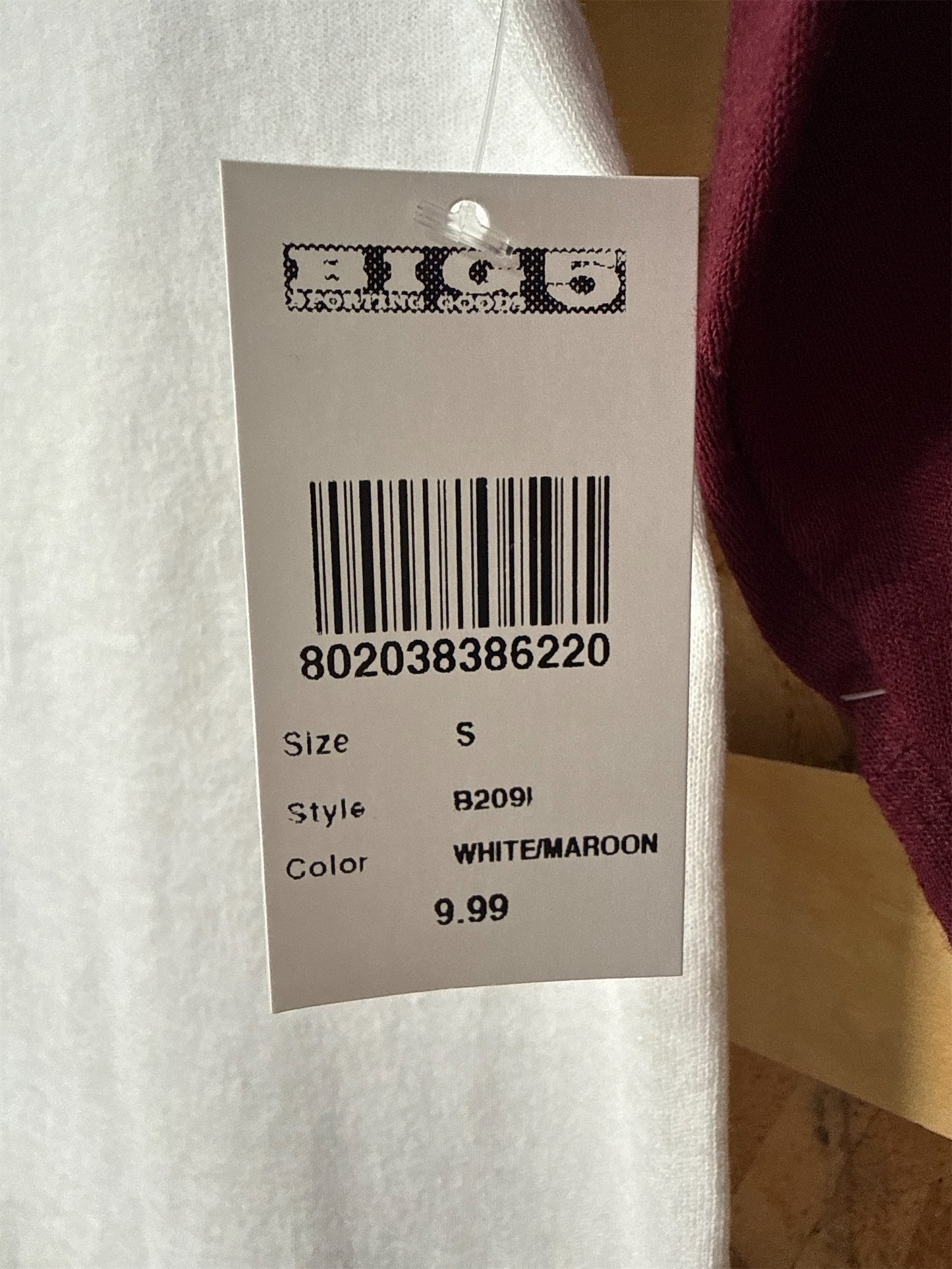 Soffe Youth Baseball/Softball 3/4 Sleeve Raglan Shirt, White/Maroon - Small