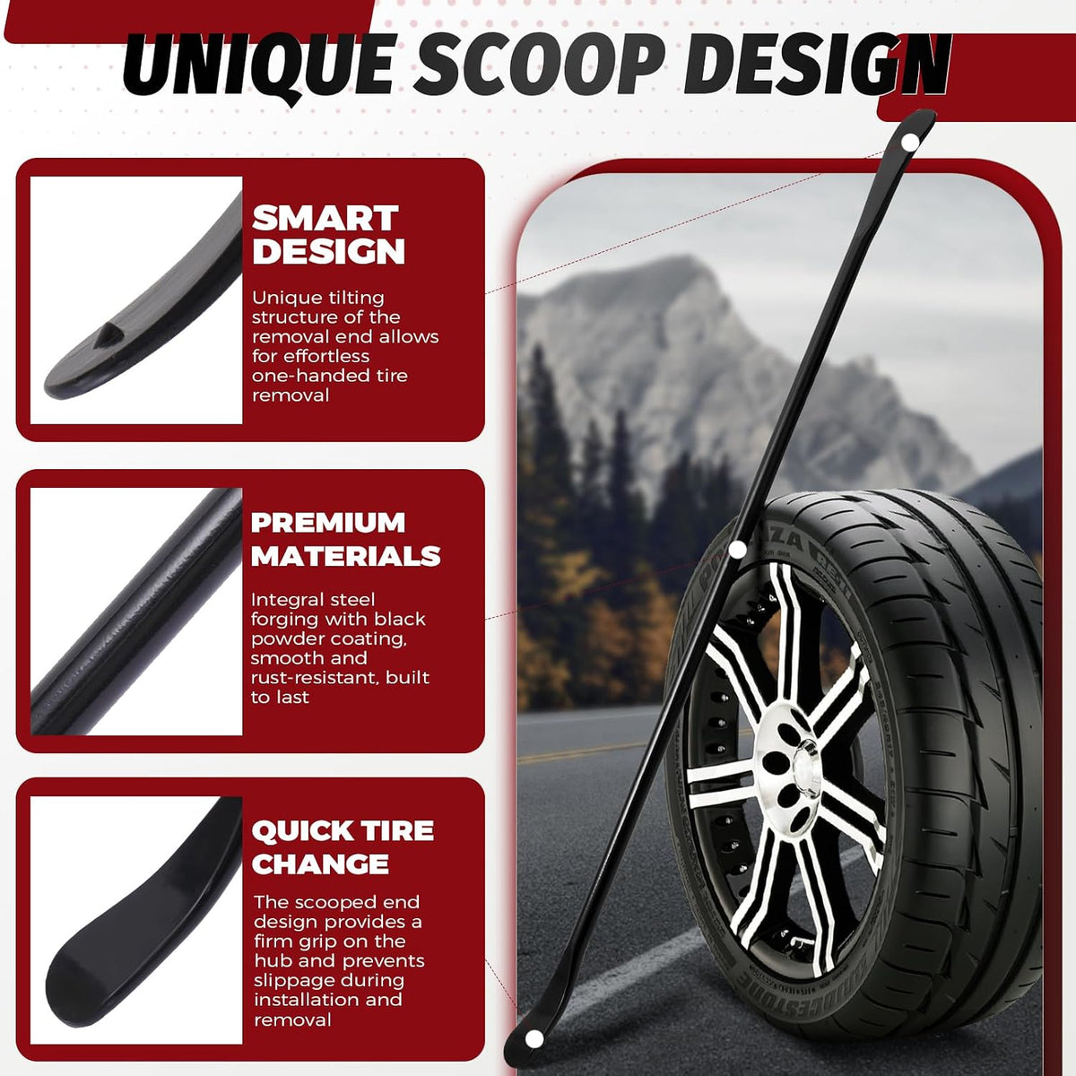 Olaismln 2-Piece Heavy Duty 39" Tire Mounting Spoons - Professional Tire Changing Tools
