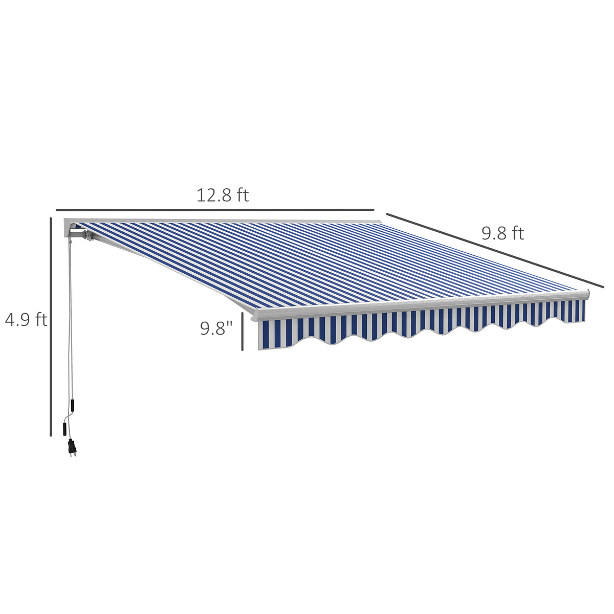 Outsunny 13' x 10' Electric Retractable Awning with LED Lights and Remote