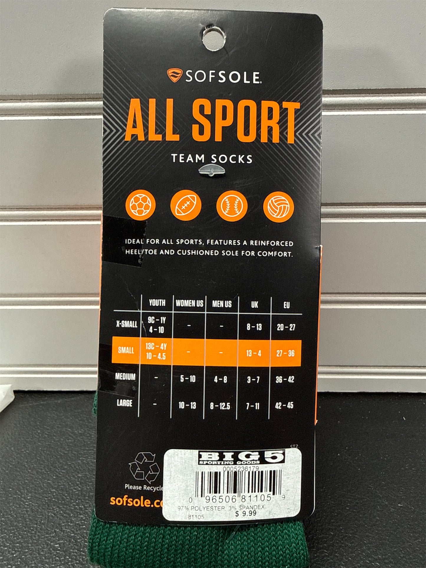 Sofsole Youth All-Sport Team Athletic Socks - 2-Pack, Dark Green, Small
