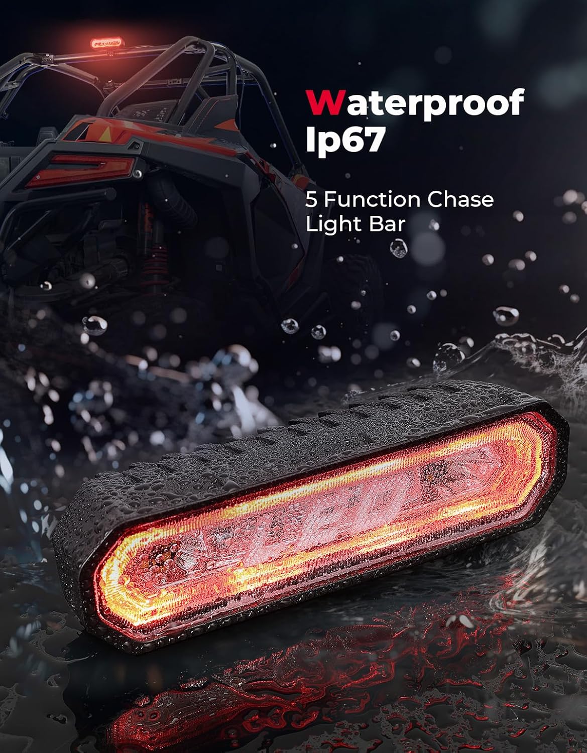 Kemimoto UTV LED Chase Brake Tail Light for Polaris RZR and Can-Am