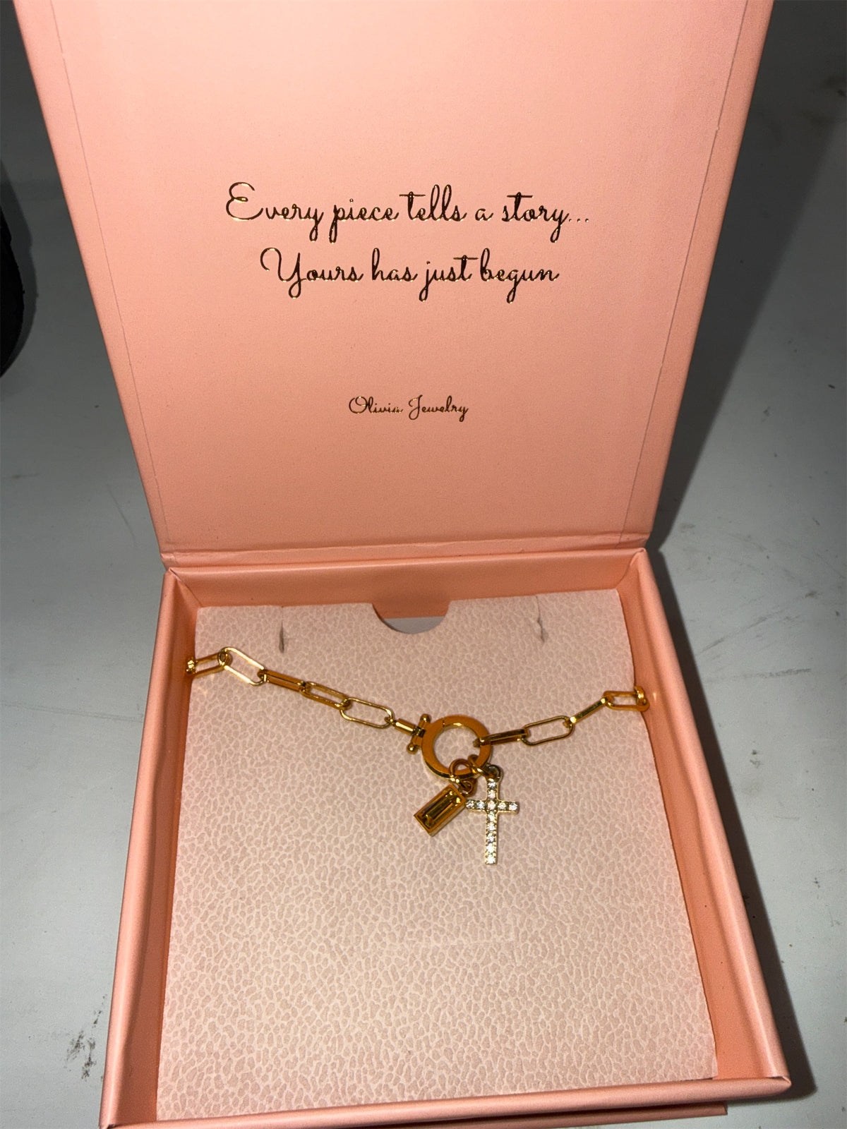 Olivia Jewelry Paperclip November Birthstone Cross Charm Bracelet