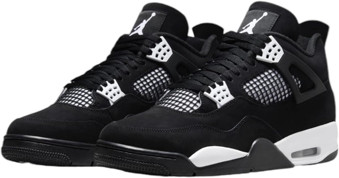 Nike Men's Air Jordan 4 Retro Sneakers - Black/White - Size 10.5