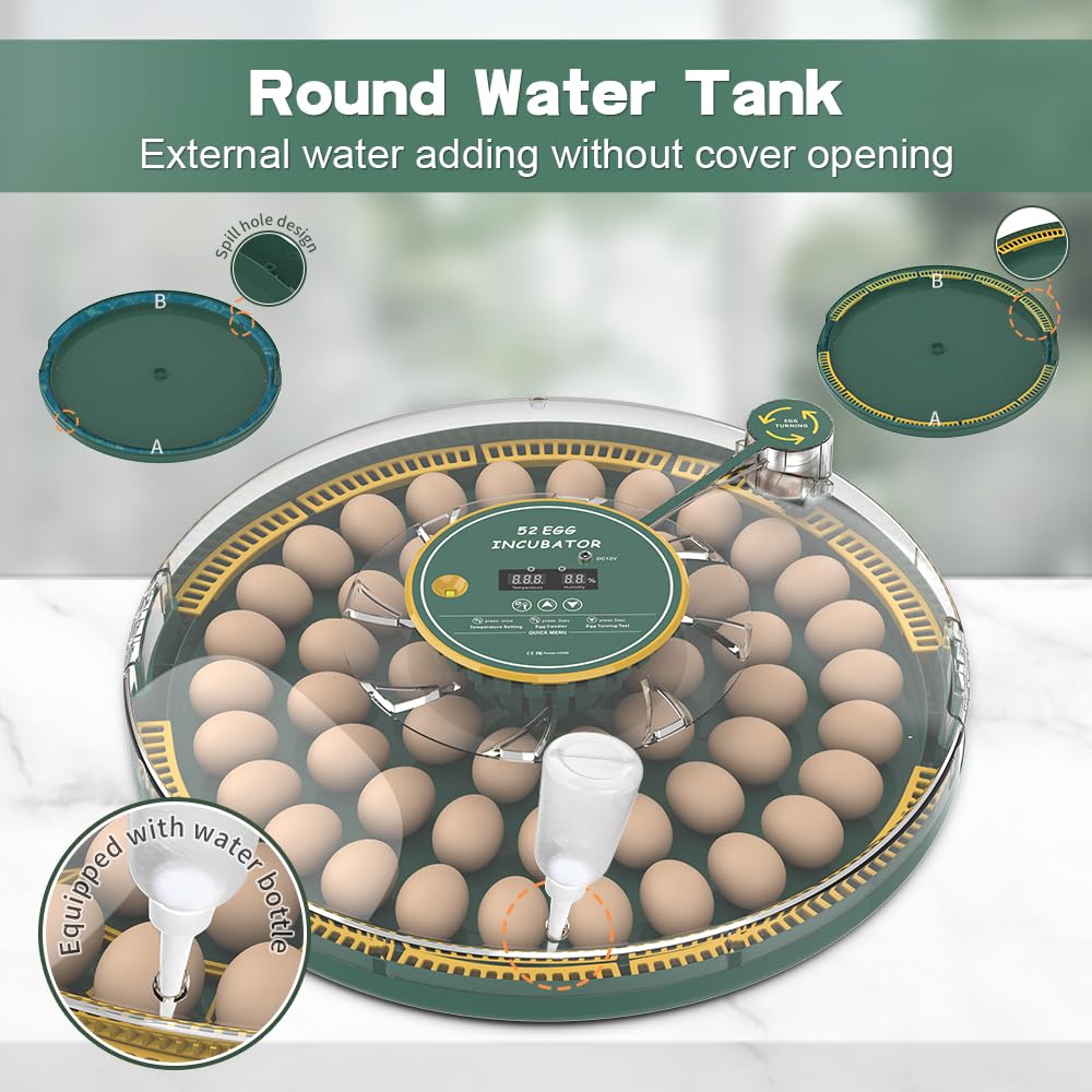 Advwin 52-Egg Digital Incubator with Automatic Egg Turner and Temperature Control