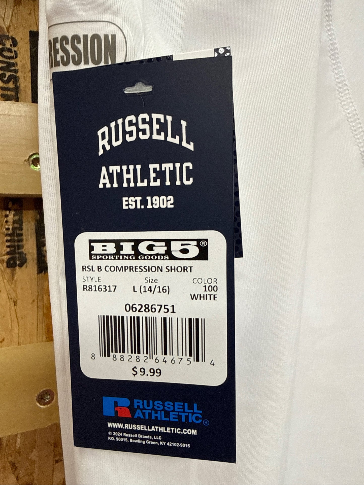 Russell Athletic Boys' Compression Shorts, White, Size Large (14/16)