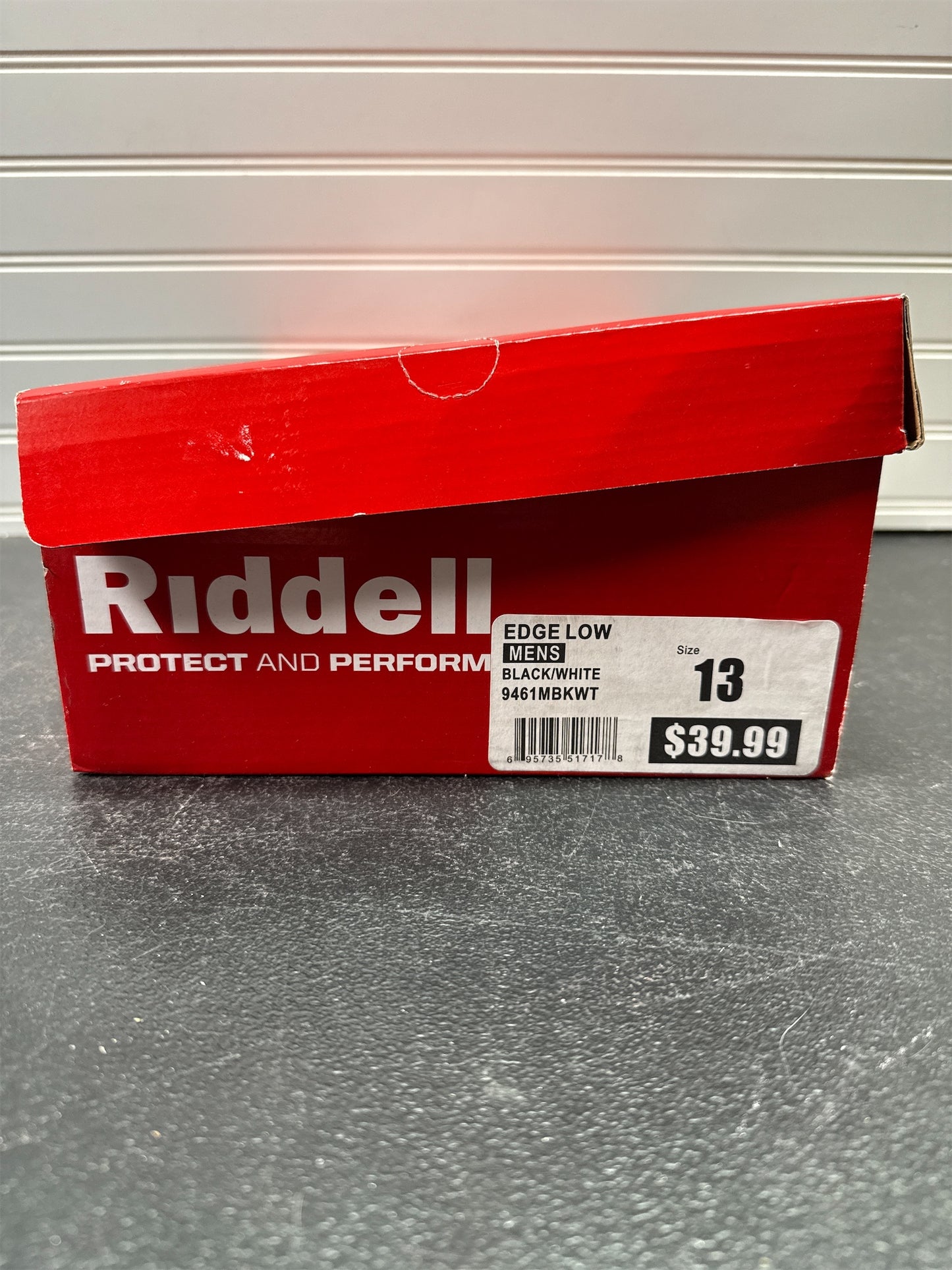 Riddell Men's Edge Low Football Cleats - Black/White, Size 13