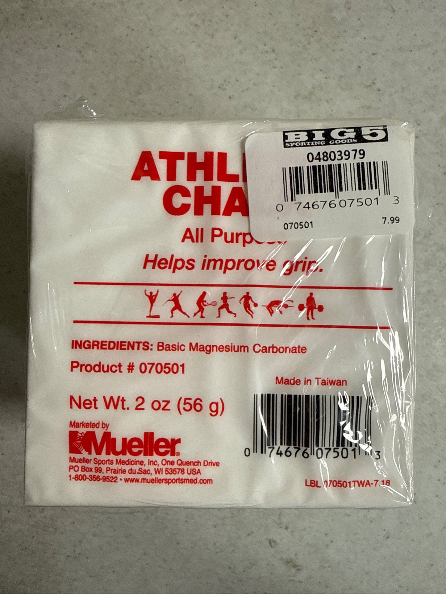 Mueller All Purpose Athletic Chalk - 2 oz Magnesium Carbonate Bars, 2-Pack