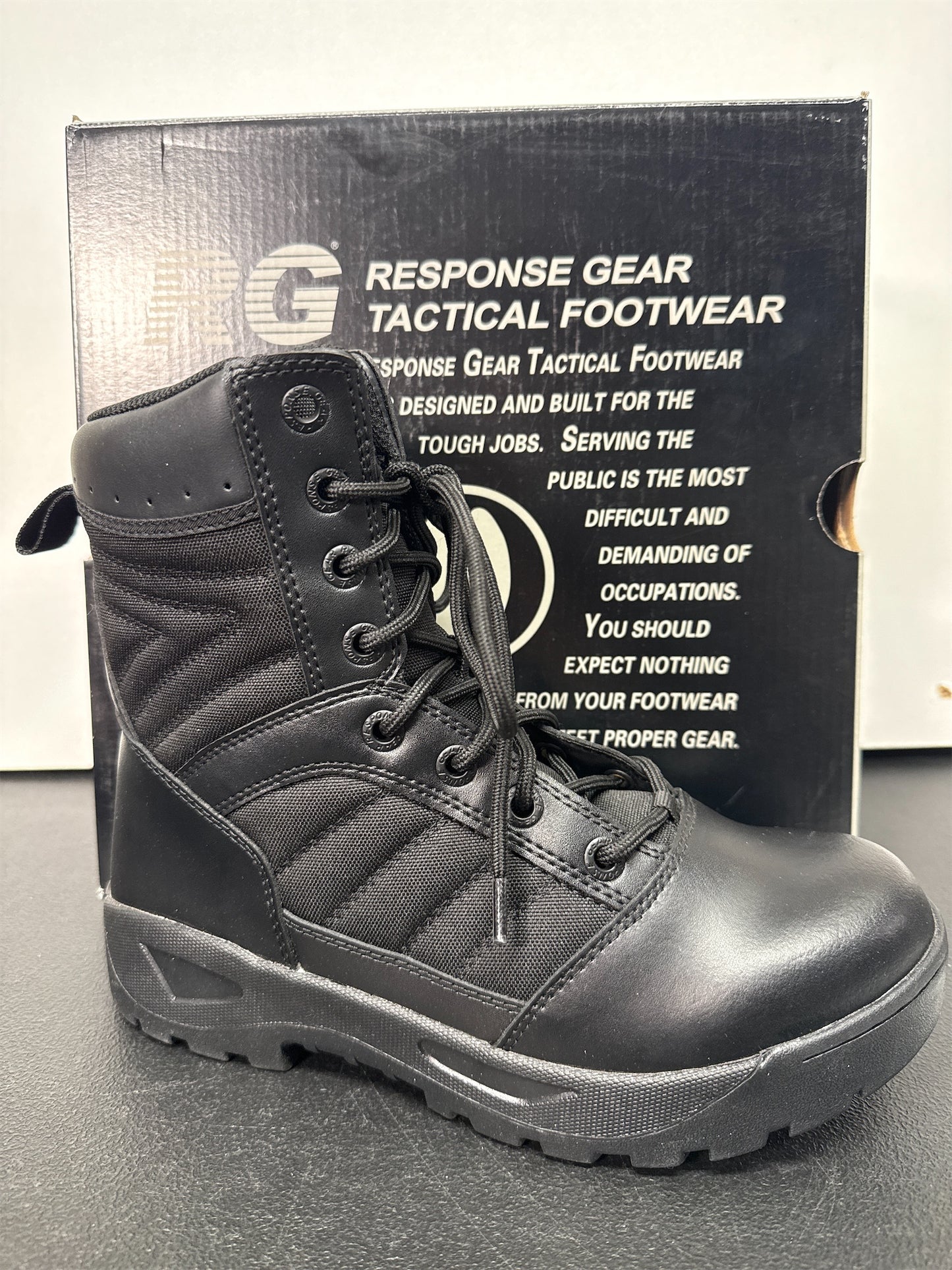 Response Gear Men's 8" Side-Zip 3.0 Tactical Service Boots - Black, Size 8.5