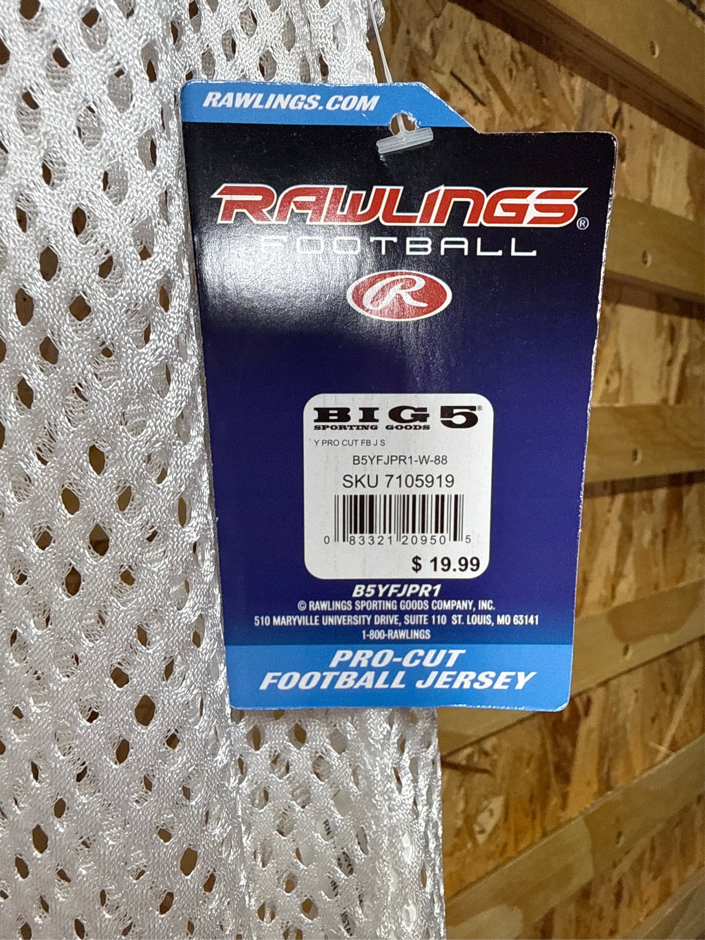 Rawlings Youth Pro Cut Practice Football Jersey - White