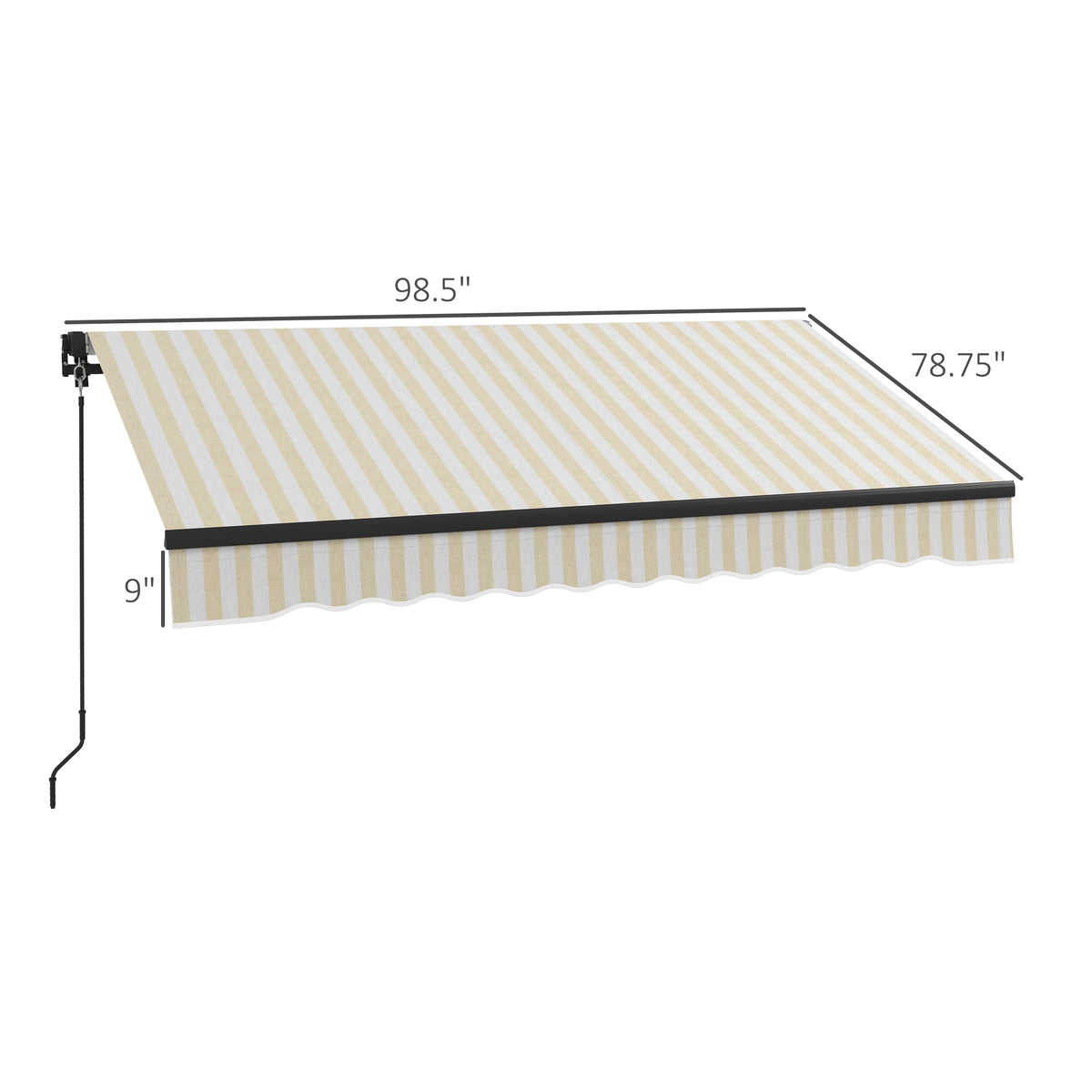 Outsunny Manual Retractable Awning - 280gsm UV-Resistant Striped Sunshade for Deck and Patio