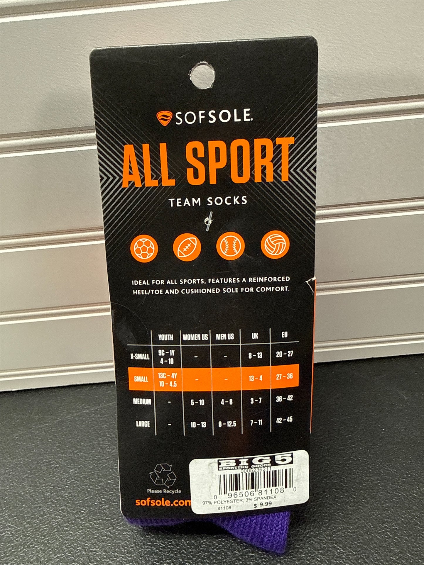 Sofsole Youth All-Sport Team Socks - 2 Pack, Purple, Size S