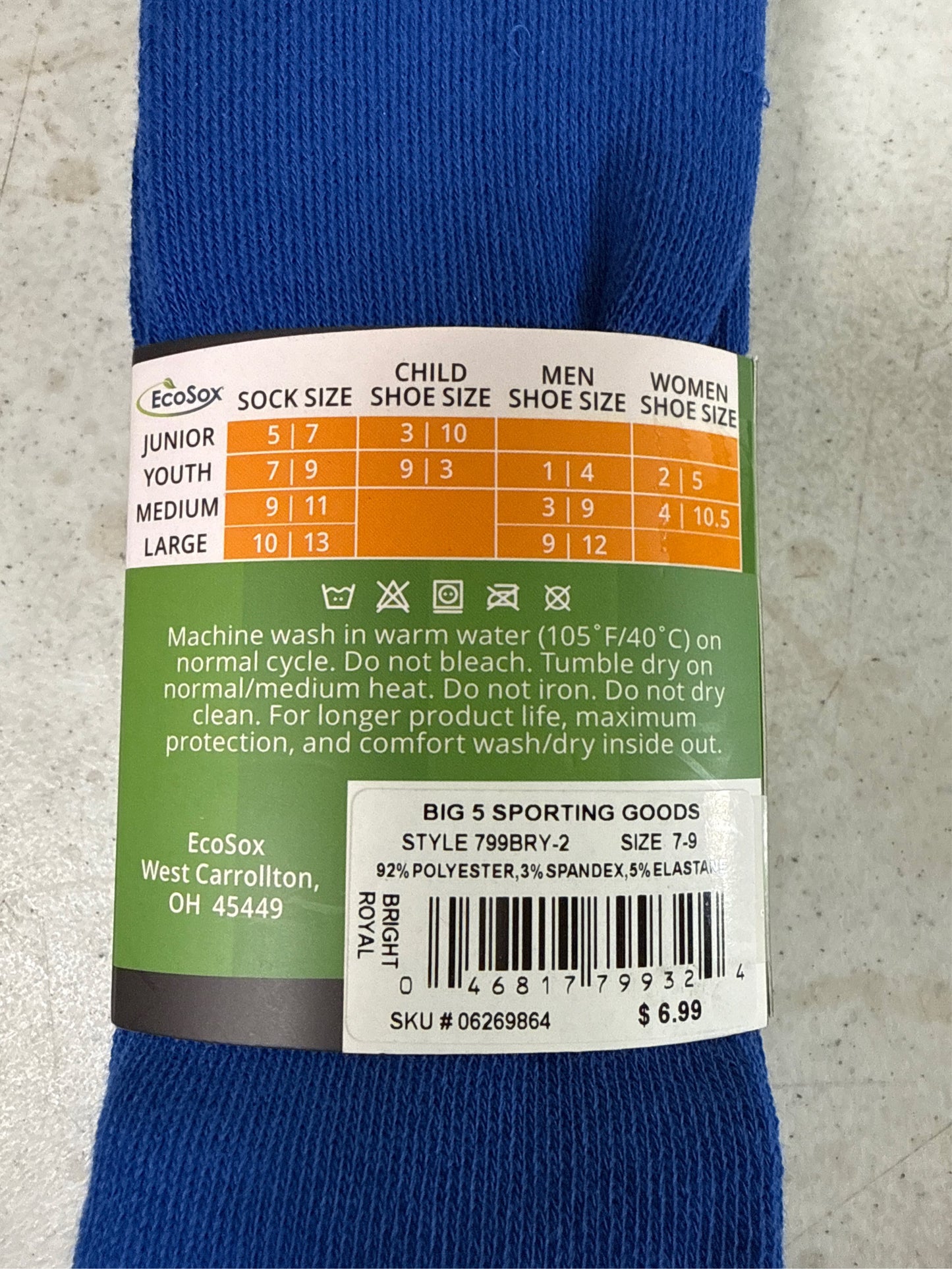 EcoSox Premier Over-the-calf Youth Soccer Socks - 2 Pack, Bright Royal