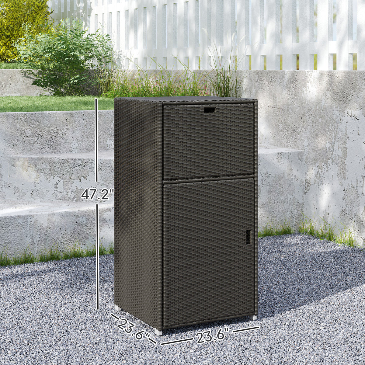 Outsunny Wicker Outdoor Towel Rack and Poolside Storage Cabinet - Dark Brown