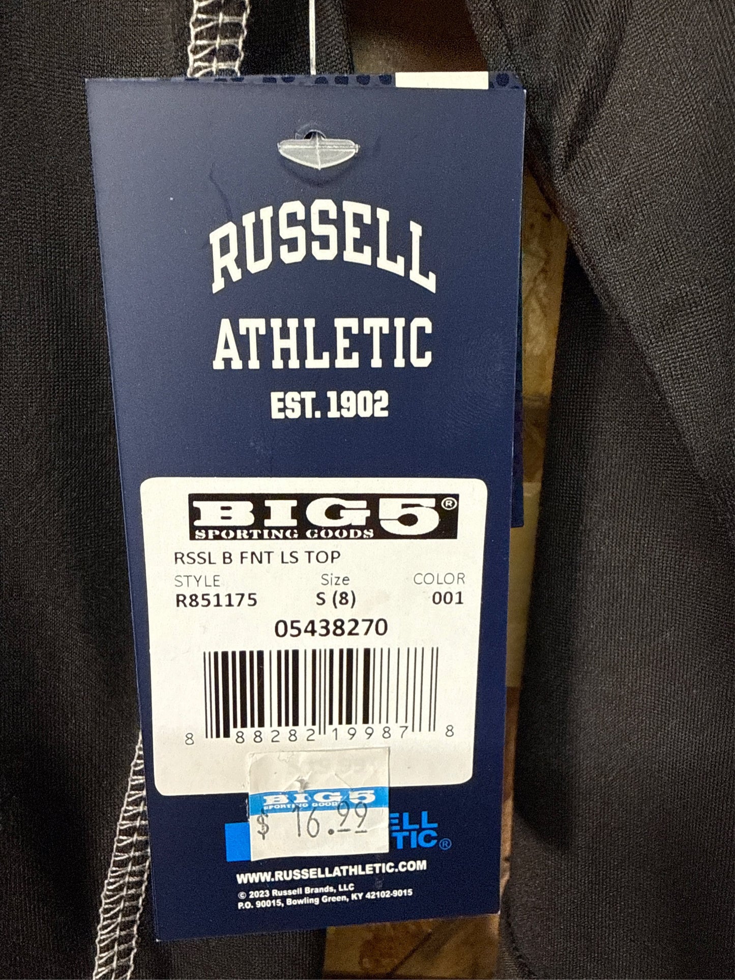 Russell Athletic Boys' Long-Sleeve Fitted Crew Neck Performance Shirt, Black, Size S (8)