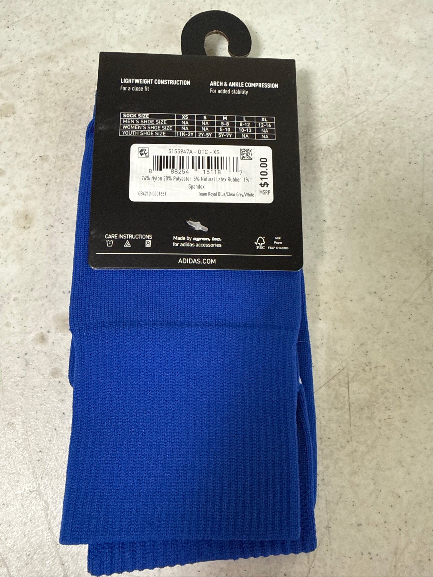 Adidas Metro VI Soccer Socks - Royal Blue/Clear Grey/White, XS