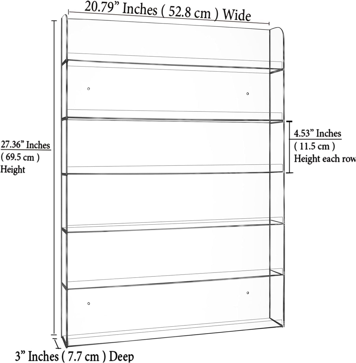 AMT Acrylic Wall-Mounted Nail Polish Display Rack - 96 Bottle Capacity