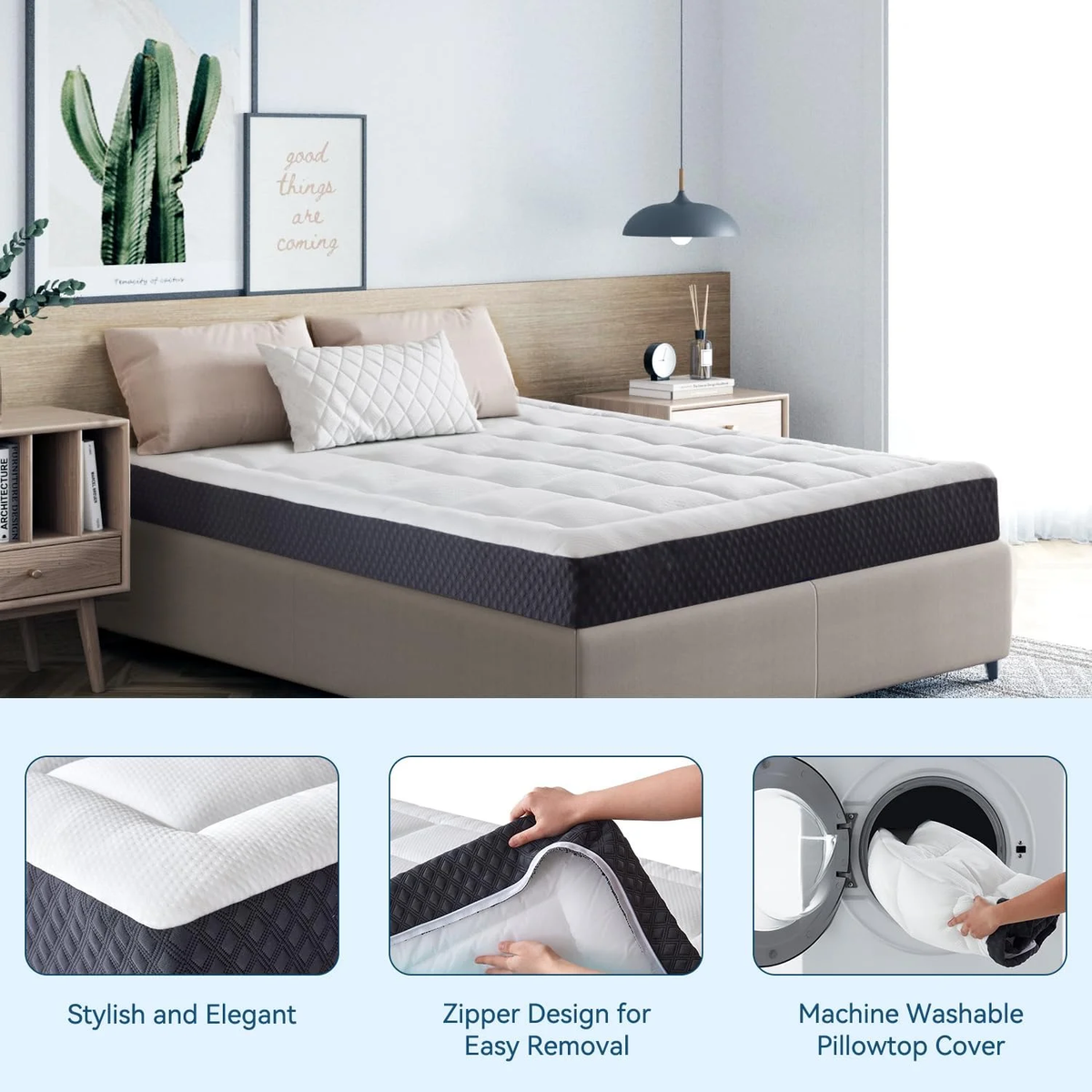 Elemuse 5-Inch Full Cooling Gel Memory Foam Mattress Topper - Medium Firm Pillowtop