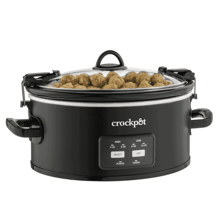 Crock-Pot 6-Quart Cook & Carry Slow Cooker with One-Touch Control, Matte Black