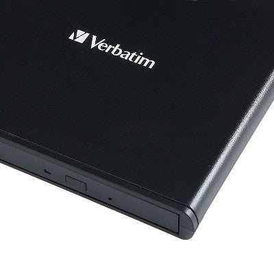 Verbatim External Slimline CD/DVD Writer with USB-A & USB-C Cables - Black