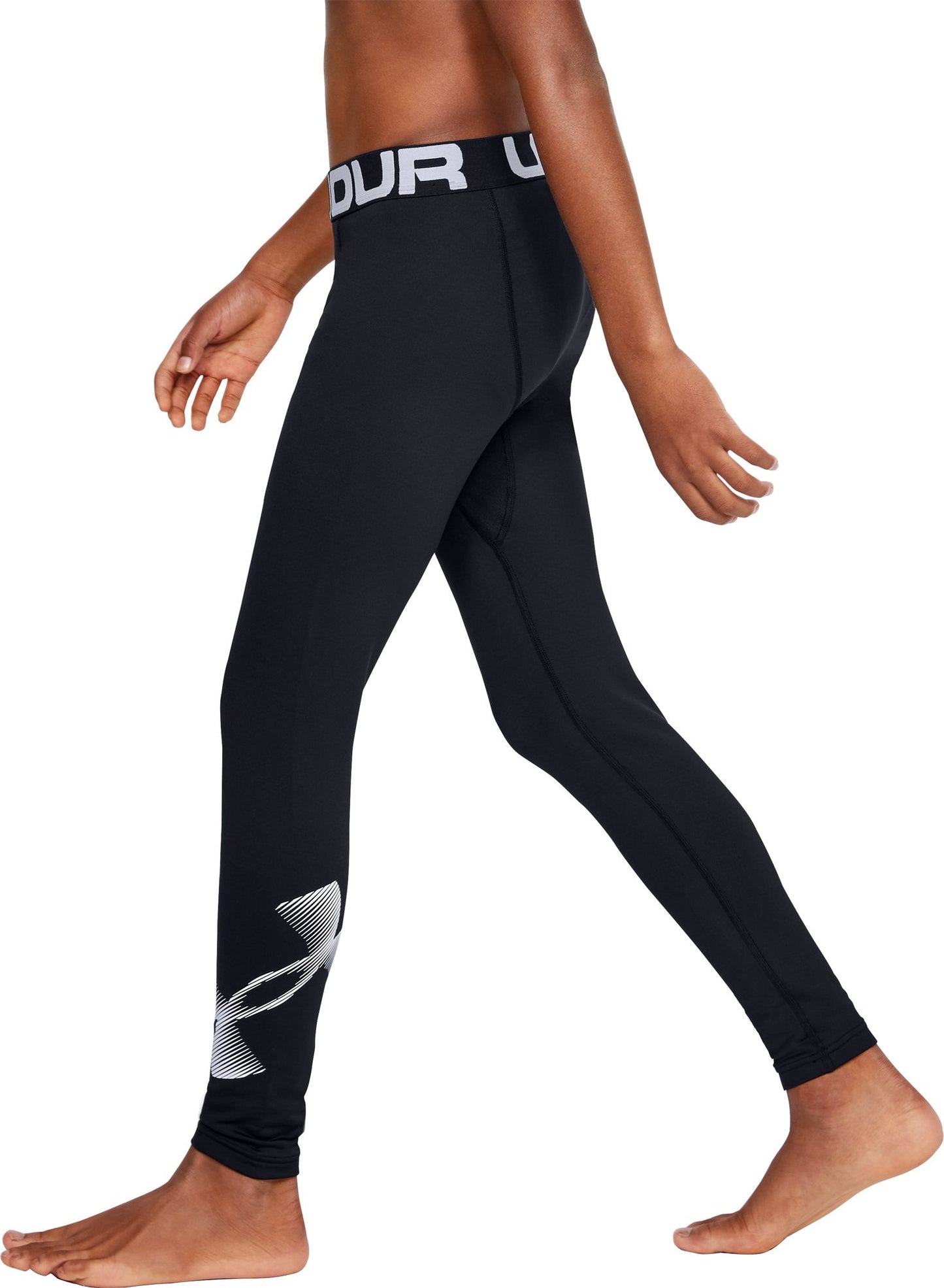 Under Armour Boys' ColdGear Armour Leggings - Black/White, XL