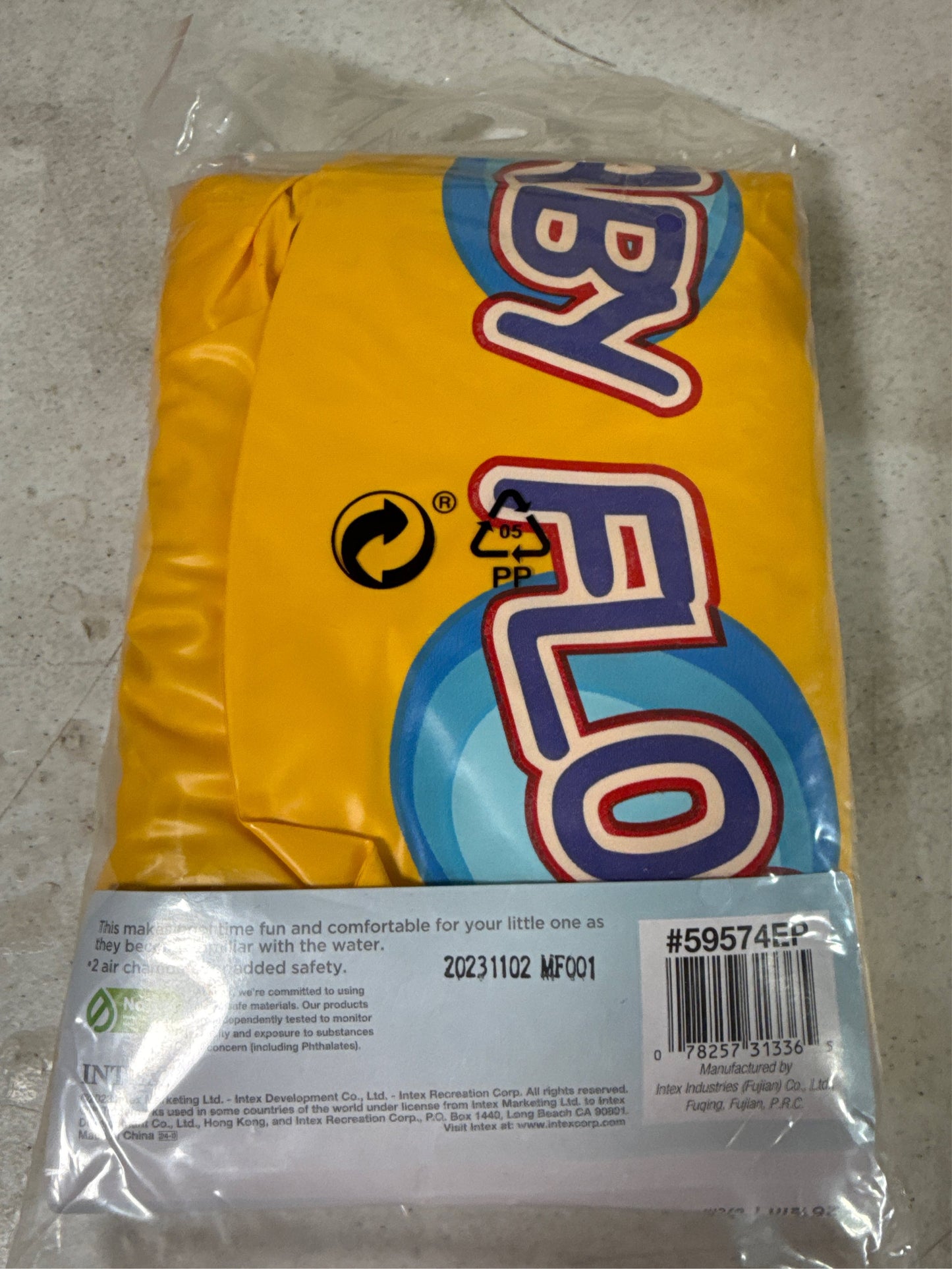 Intex My Baby Float Inflatable Yellow Vinyl Pool Float with Backrest
