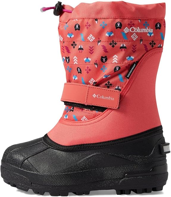 Columbia Kids' Powderbug Plus II Print Snow Boots - Blush Pink/White, Size 10