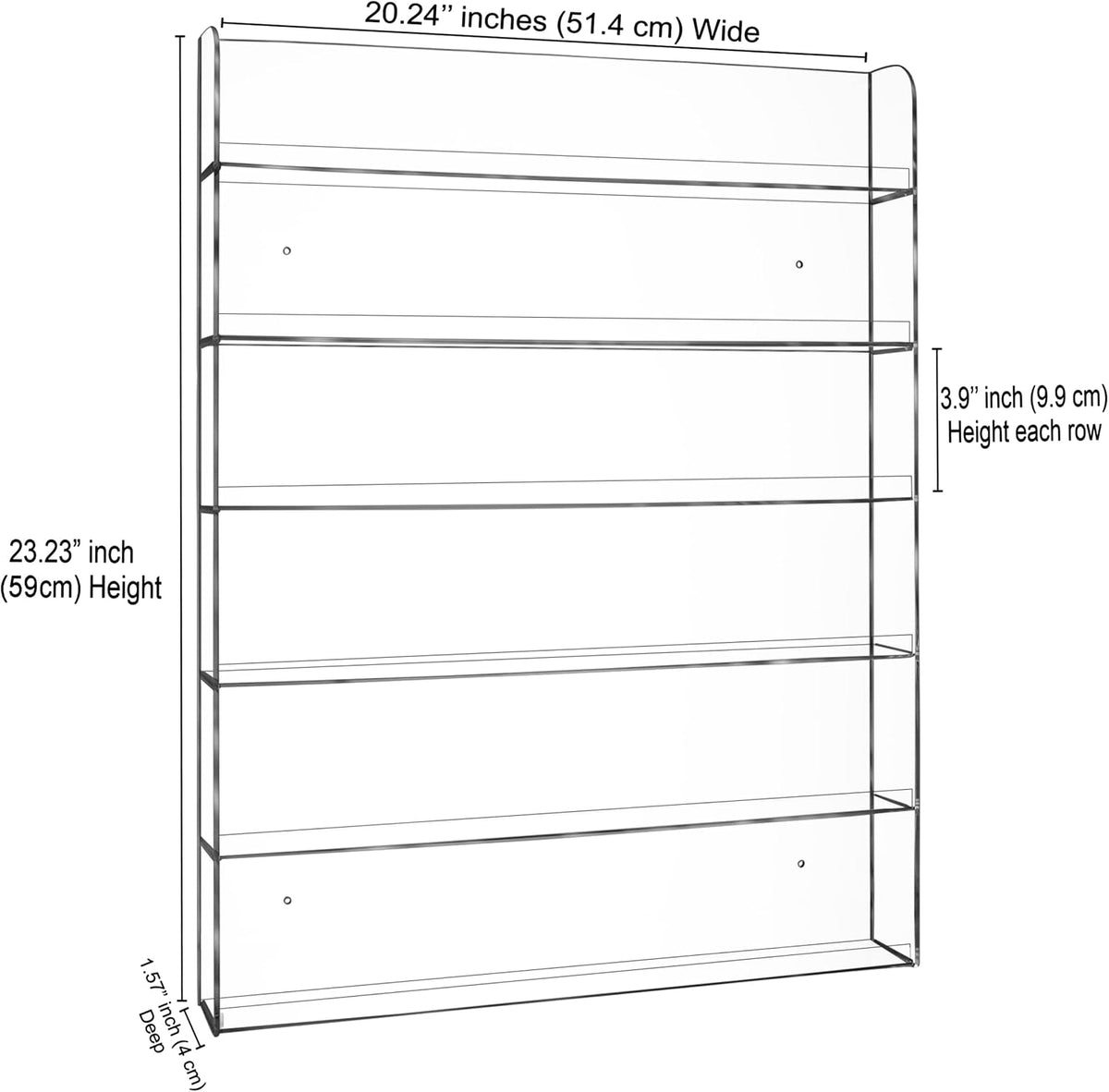 AMT Acrylic Wall-Mounted Nail Polish Display Rack - 96 Bottle Capacity