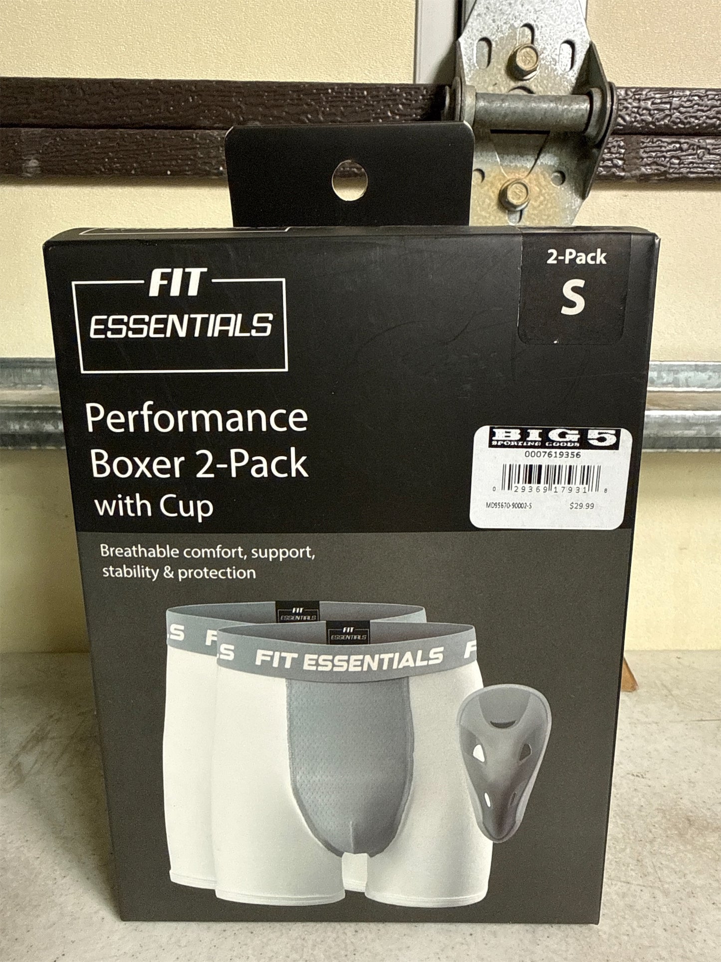 Fit Essentials Adult Performance Boxer Briefs with Athletic Cup - 2 Pack, Small