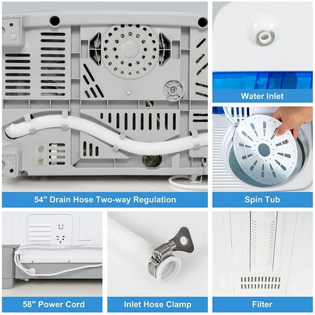 Costway Portable Twin Tub Washing Machine with 13.2 lb Washer & 8.8 lb Spinner