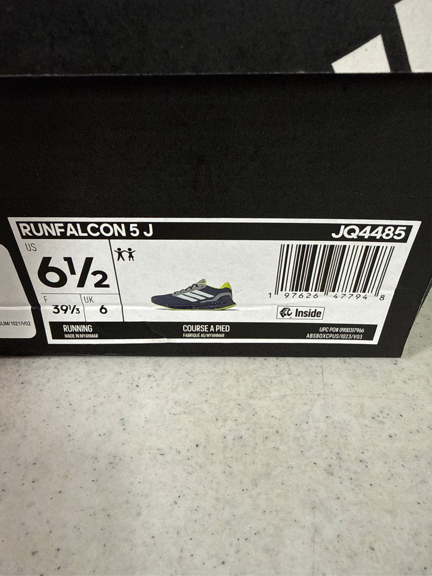 Adidas Boys' Runfalcon 5.0 Running Shoes - Navy/Green, Size 6.5