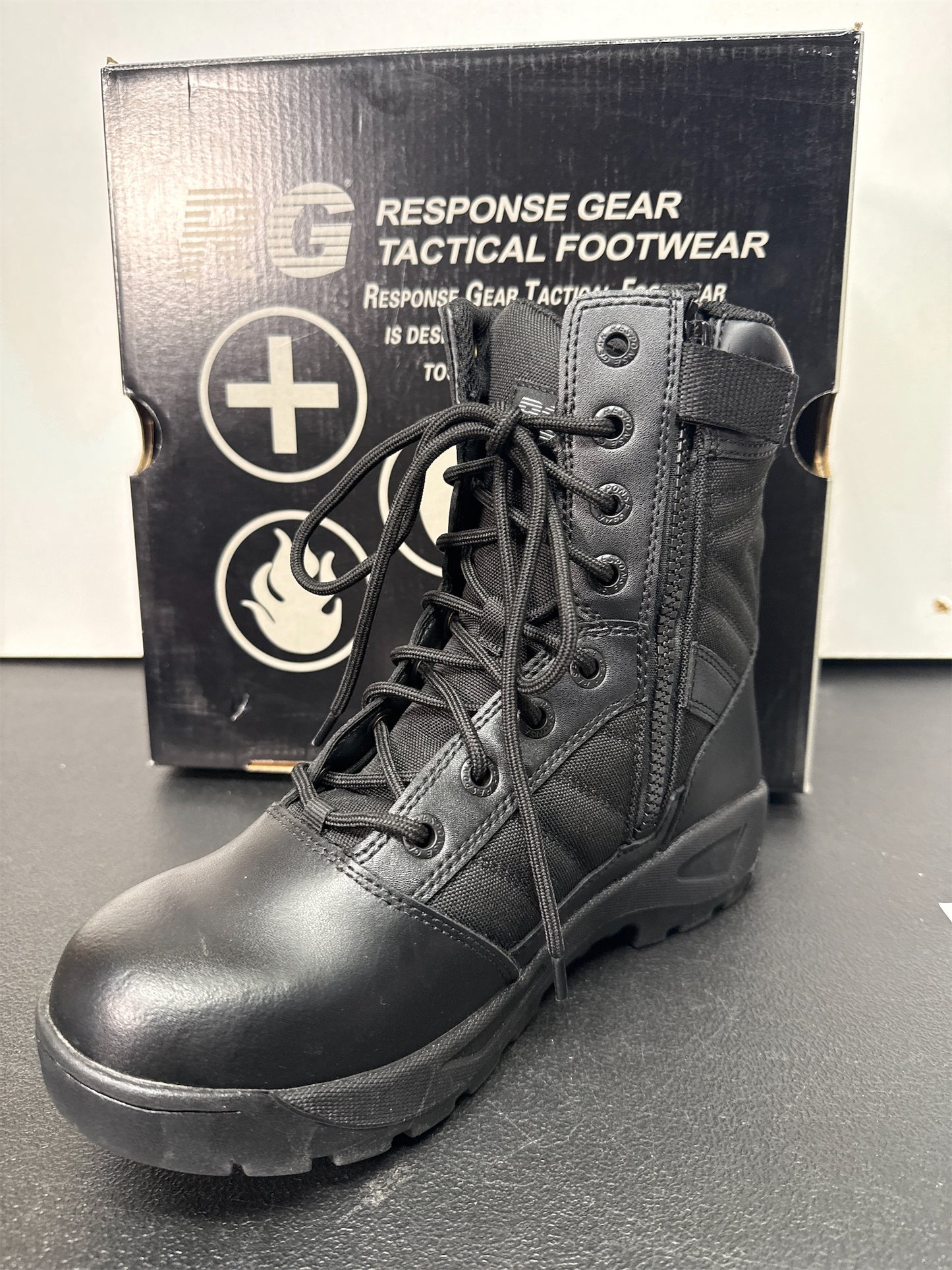 Response Gear Men's 8" Side-Zip 3.0 Tactical Service Boots - Black, Size 8.5