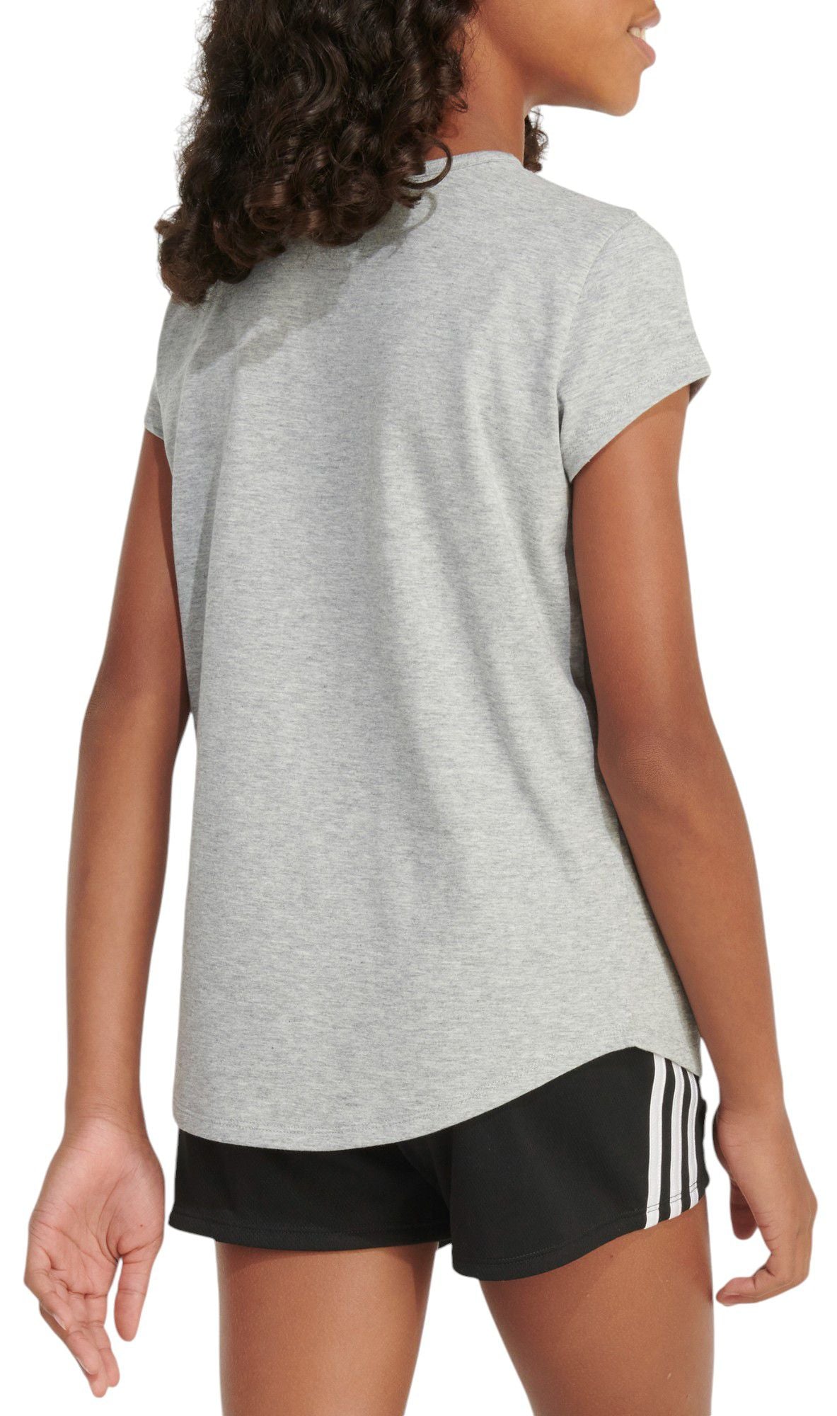 Adidas Girls' Essential Heather Graphic T-Shirt - Gray Heather, Large