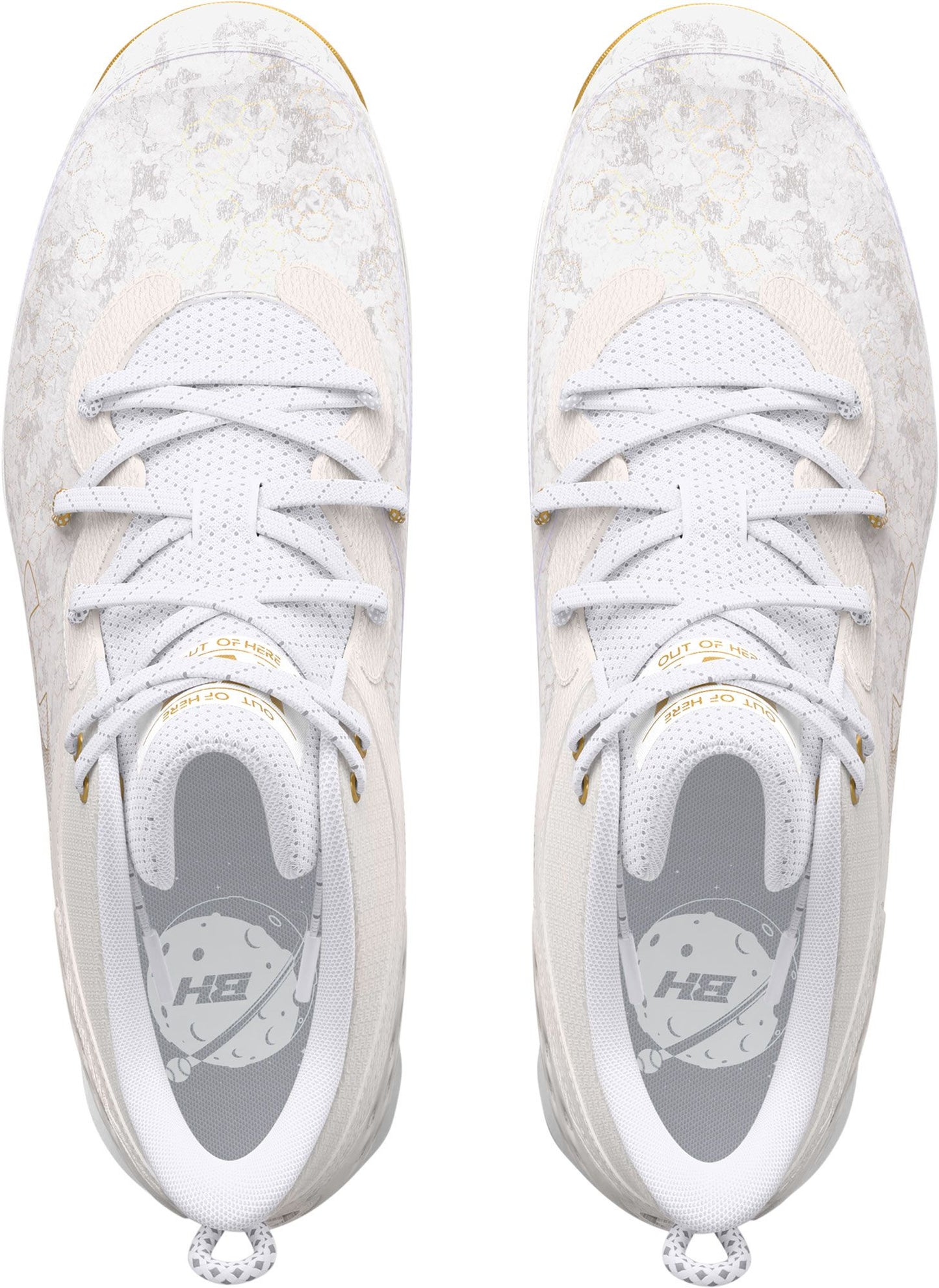 Under Armour Men's Harper 8 Mid RM Baseball Cleats - White/Gold, Size 7