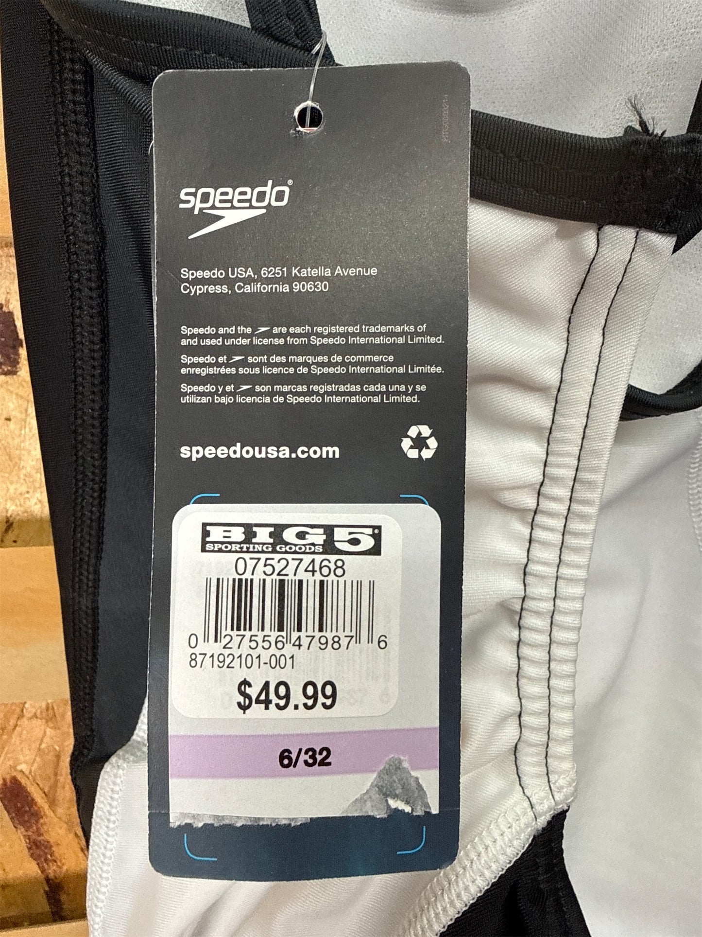 Speedo Women's Relay Splice One-Piece Swimsuit, Black/White - Size 6/32