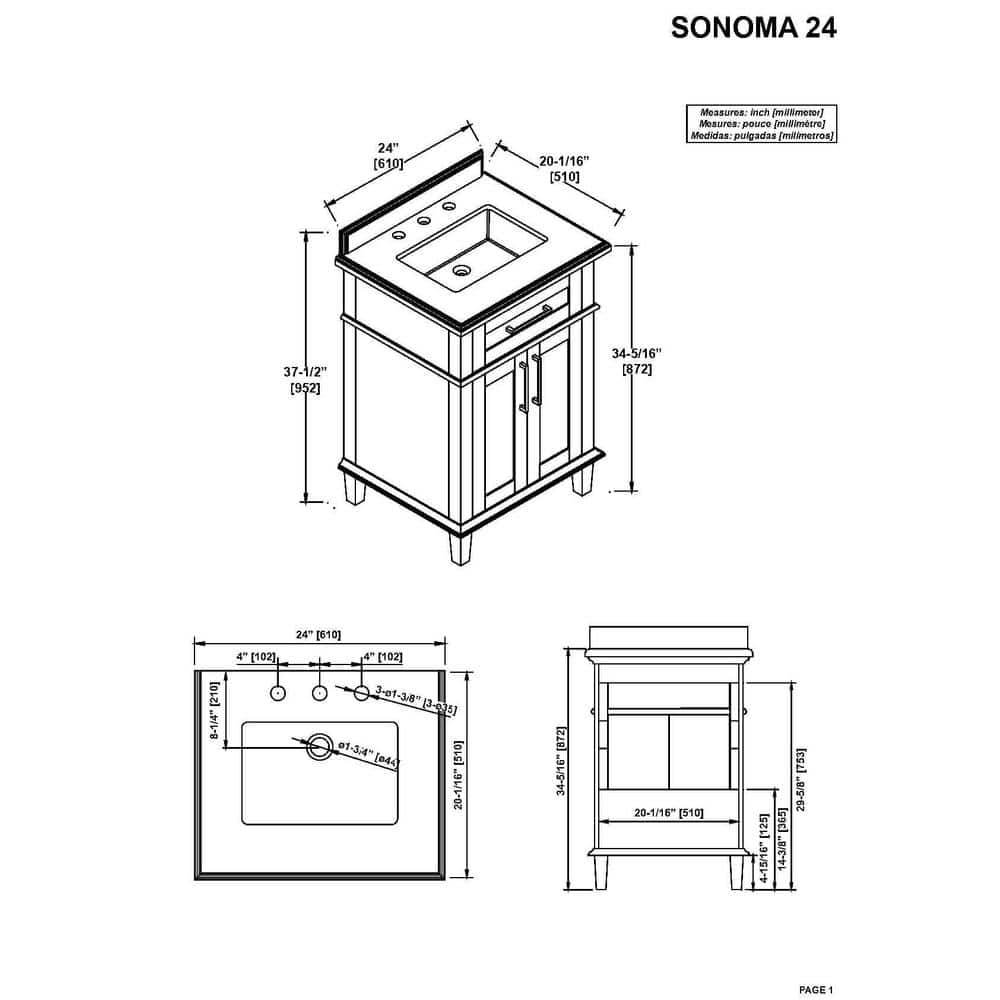 Home Decorators Collection Sonoma 24" Bathroom Vanity in Almond Latte with Marble Top