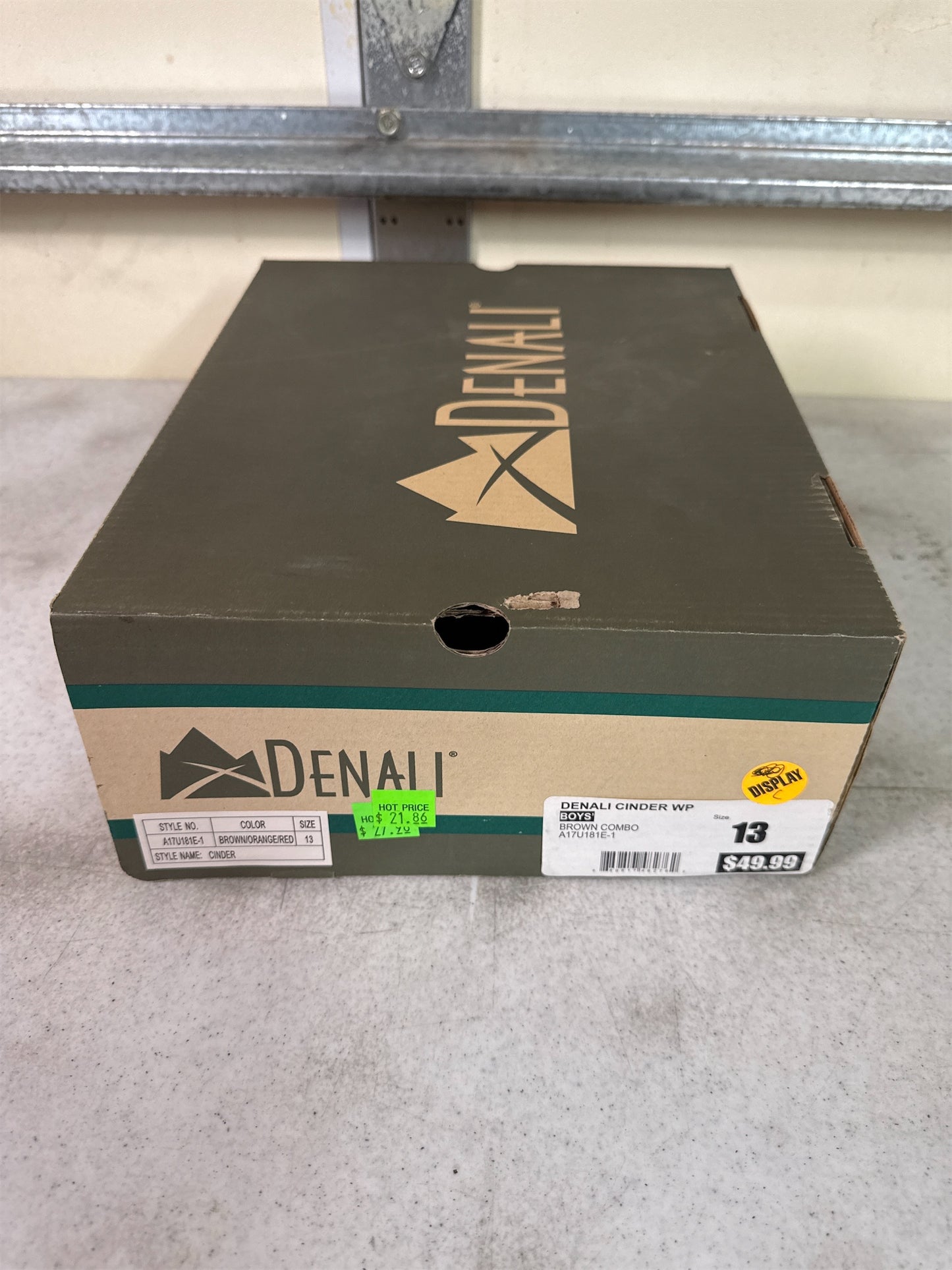 Denali Boys' Cinder WP Waterproof Hiking Boots - Brown Combo, Size 13