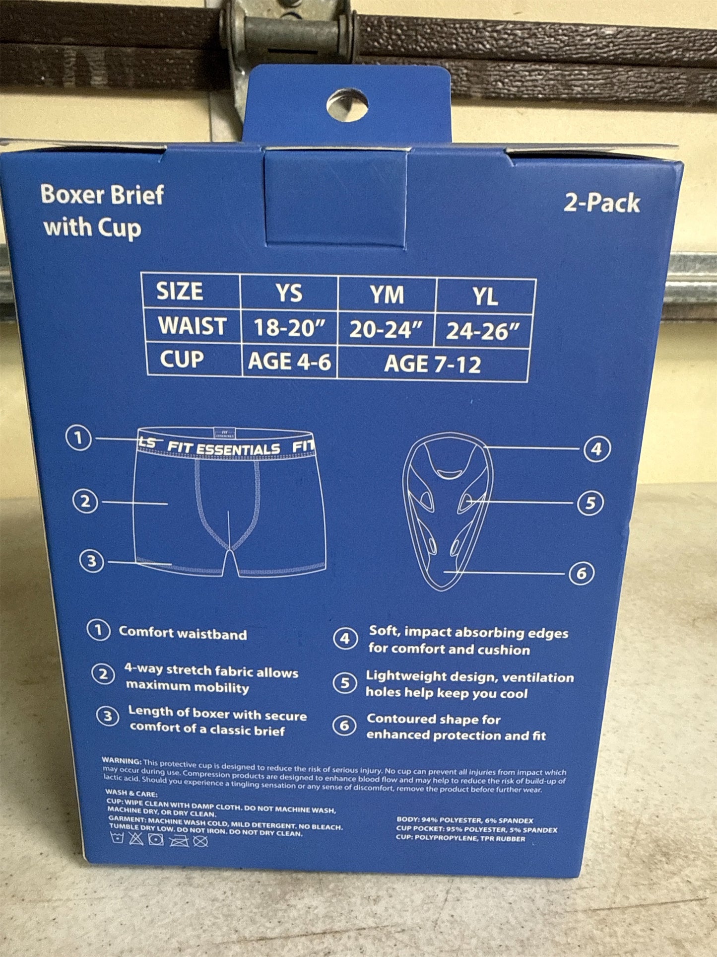 Fit Essentials Youth Boxer Briefs with Athletic Cup, 2-Pack - Youth Large