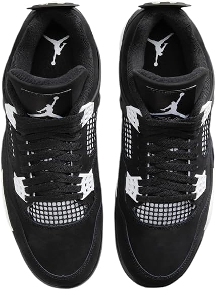 Nike Men's Air Jordan 4 Retro Sneakers - Black/White - Size 10.5