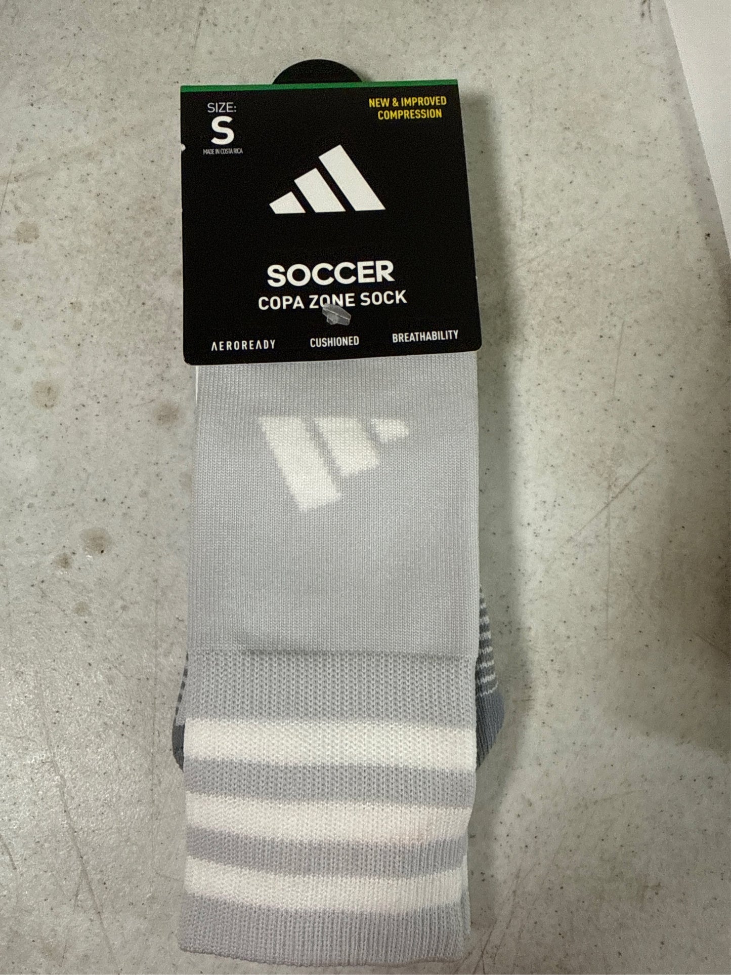 Adidas Copa Zone Cushion V Over-the-Calf Soccer Socks - Light Grey/White, Size S