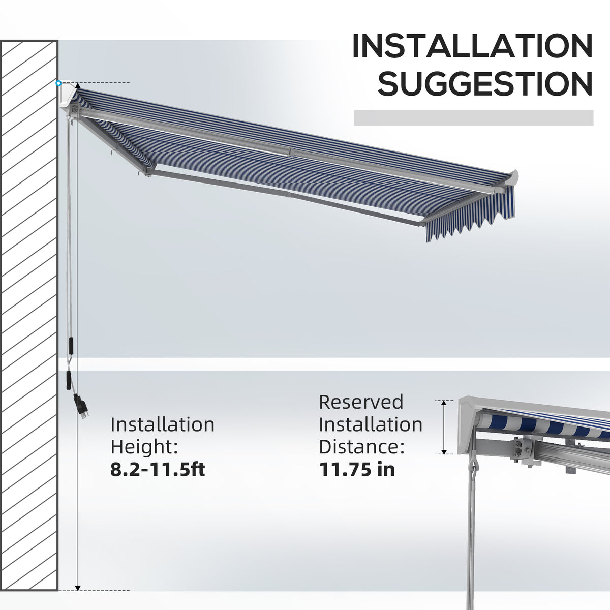 Outsunny 13' x 10' Electric Retractable Awning with LED Lights and Remote