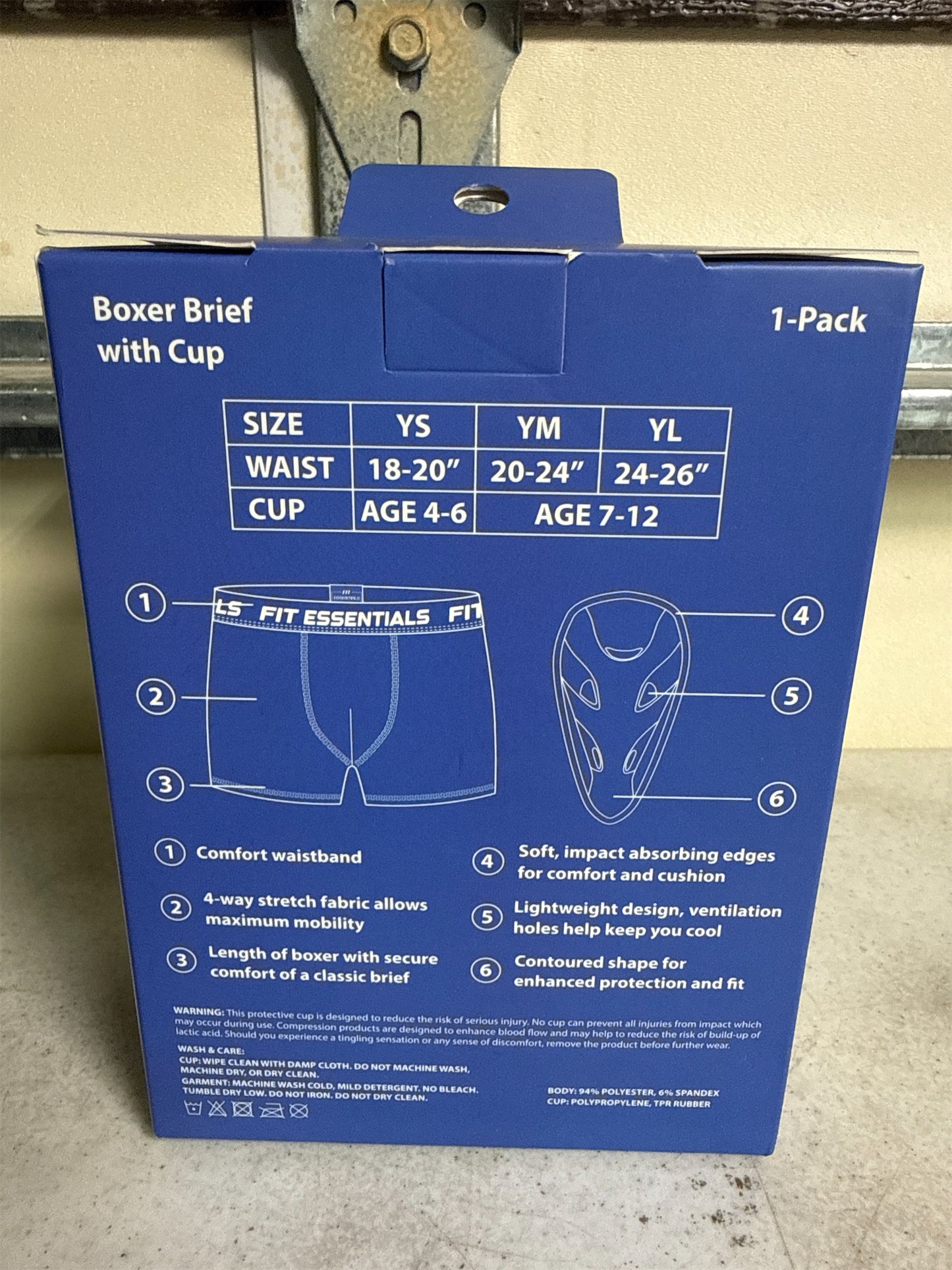 Fit Essentials Youth Boxer Brief with Athletic Cup - Youth Large, 1-Pack