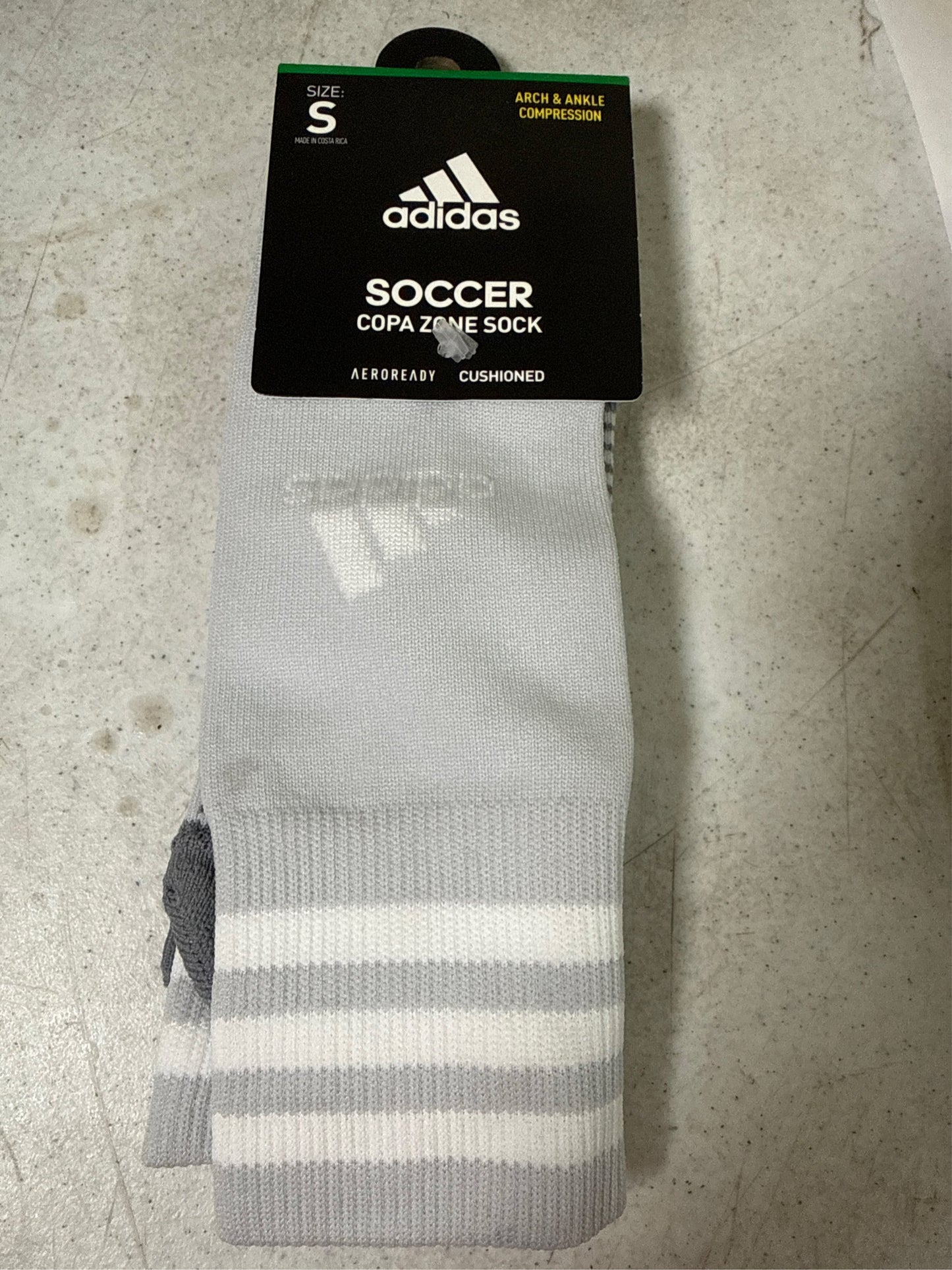 Adidas Copa Zone Cushion IV Over-the-Calf Athletic Socks - Light Grey/White, Small