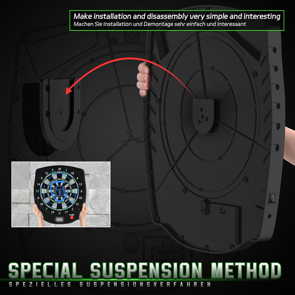CyeeLife Electronic Dartboard Set with 6 Soft Tip Darts and Digital Scoreboard - Black