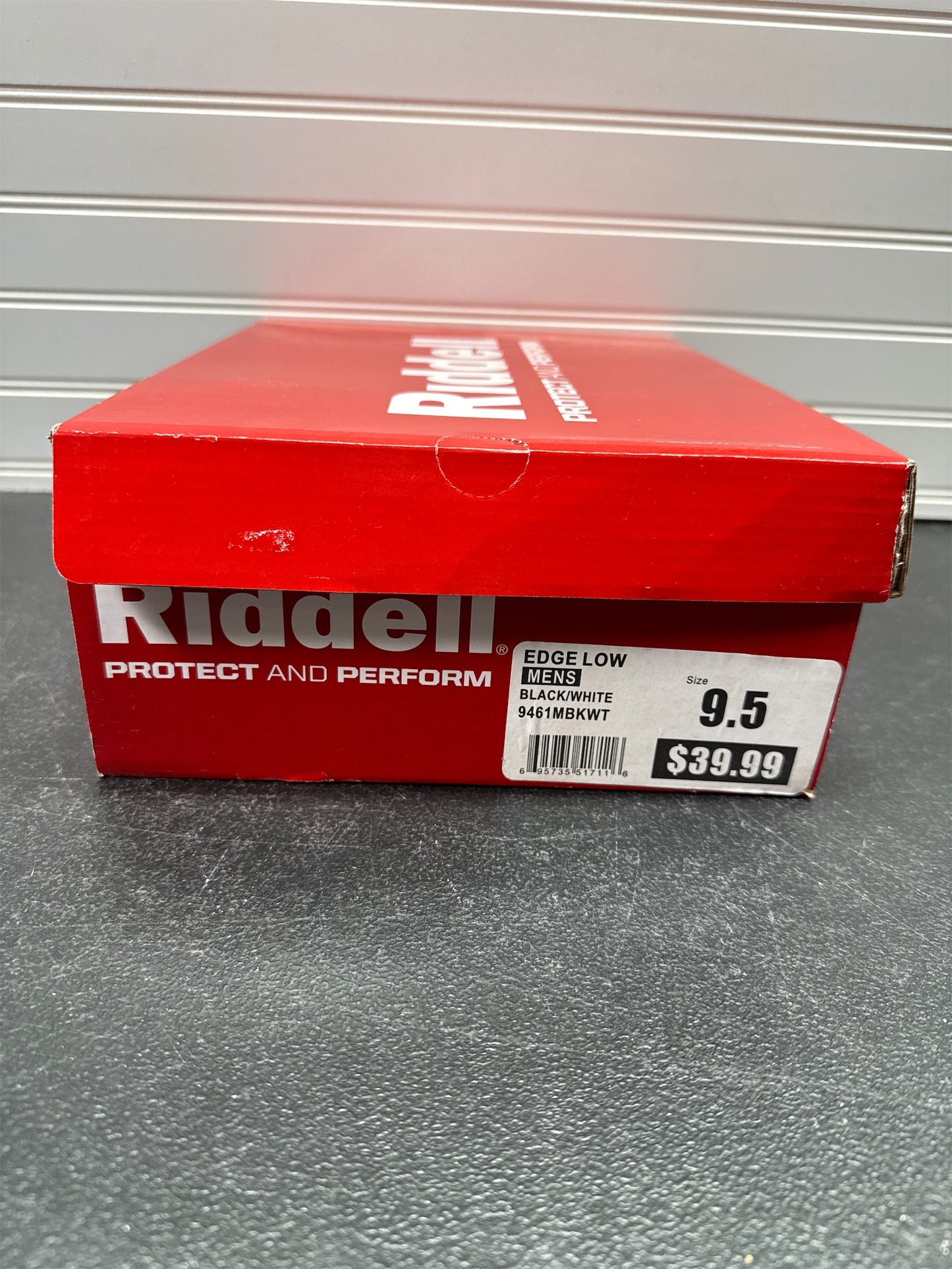 Riddell Men's Edge Low Football Cleats - Black/White, Size 9.5