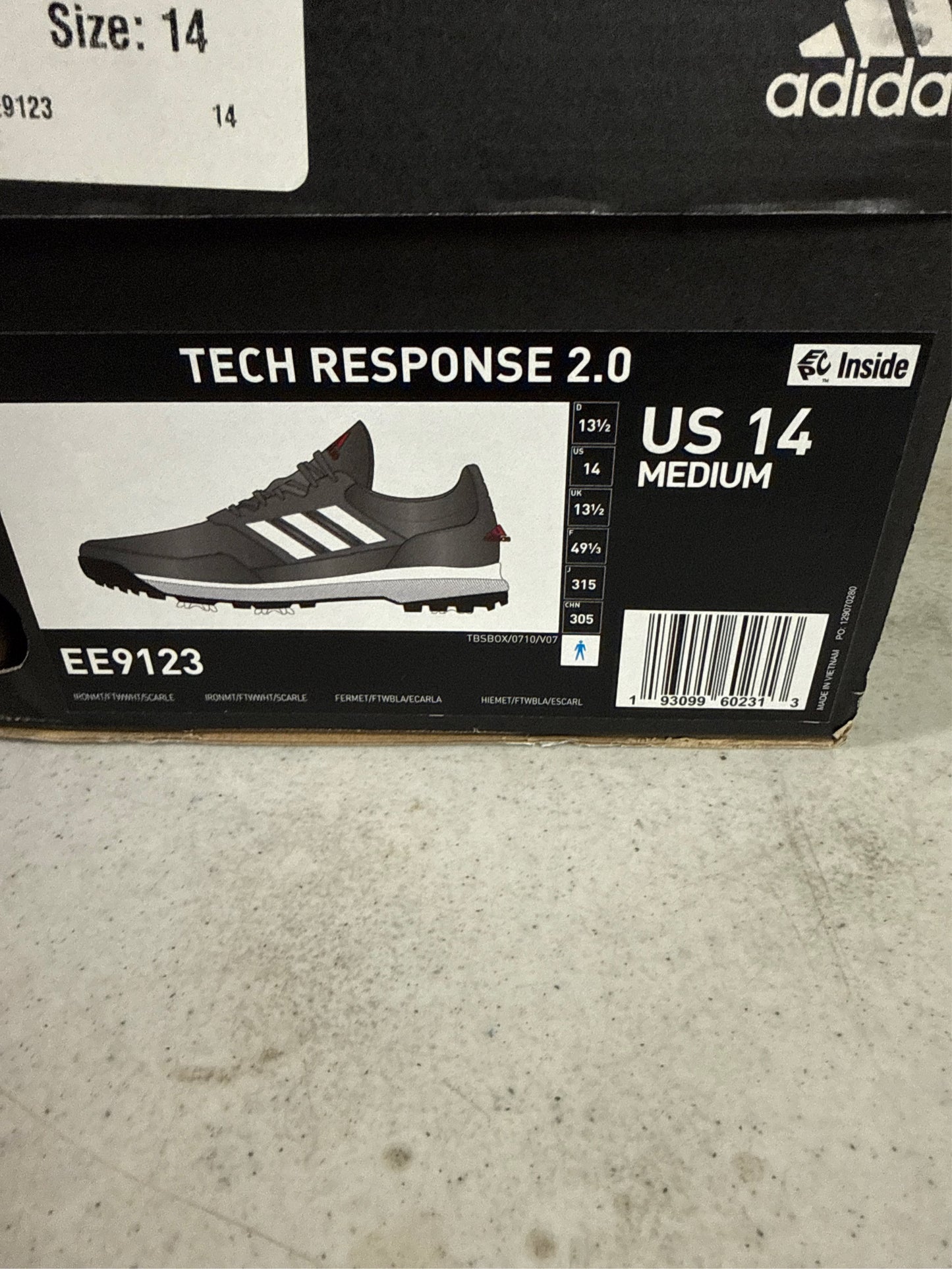 Adidas Men's Tech Response 2.0 Golf Shoes - Iron, Size 14